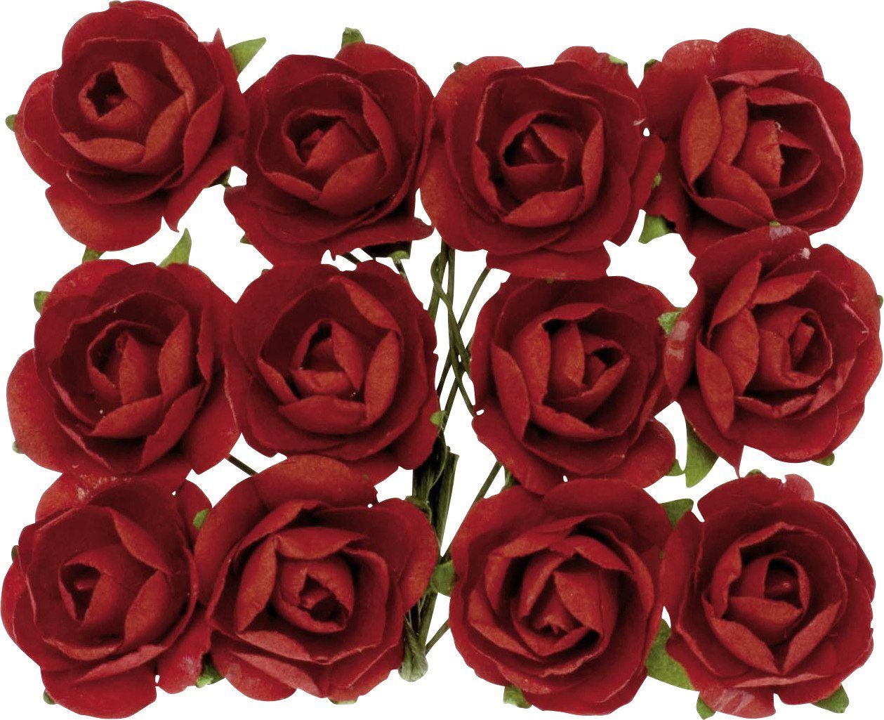 Glorex Dekofigur Glorex Röschen rot mit Draht 18mm 12 Stück
