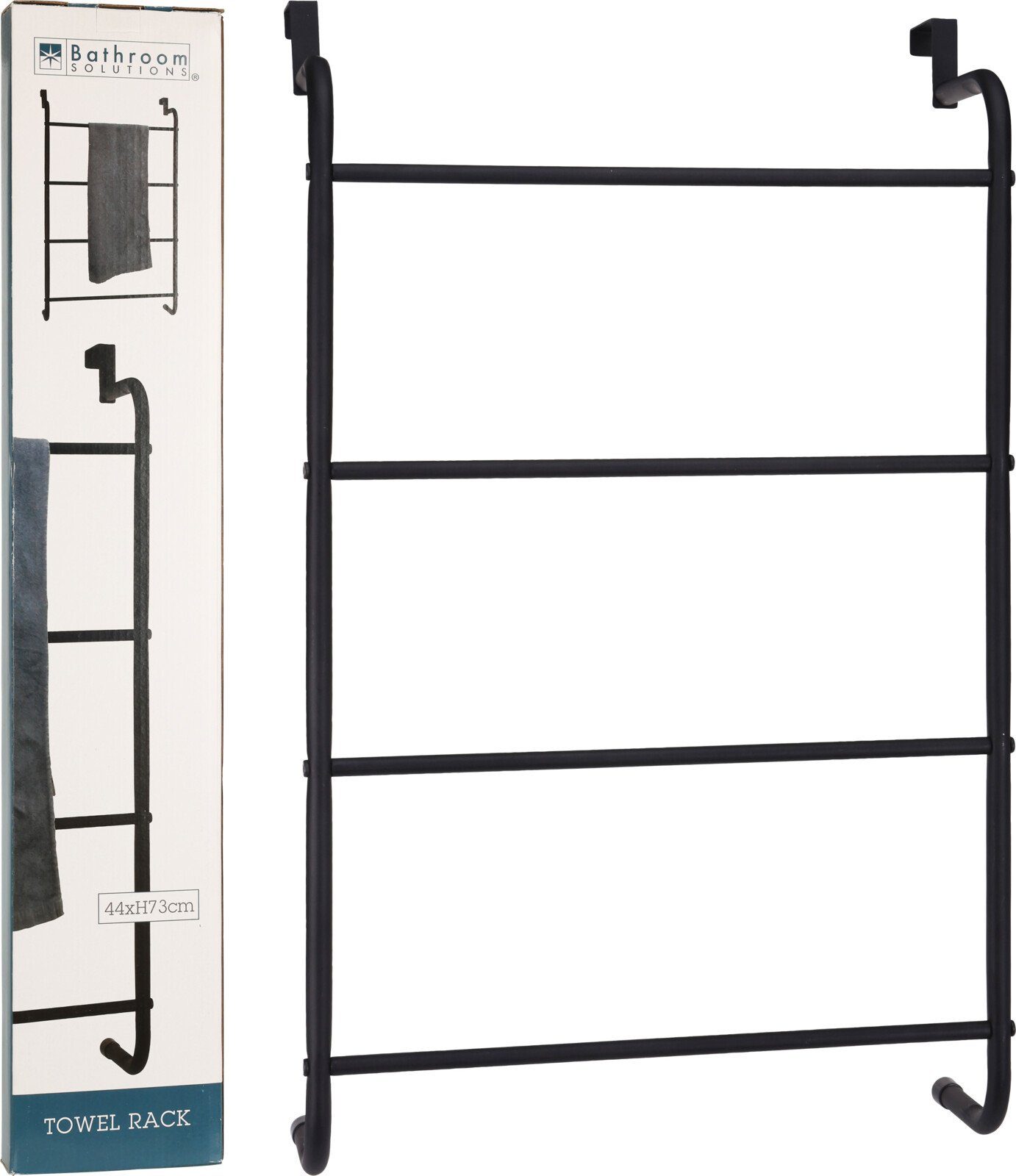 Koopman Handtuchleiter Badleiter Regal Ablage Metall Schwarz Handtuch, 73x44 cm, Metall, Schwarz, zum Einhängen, Handtuch