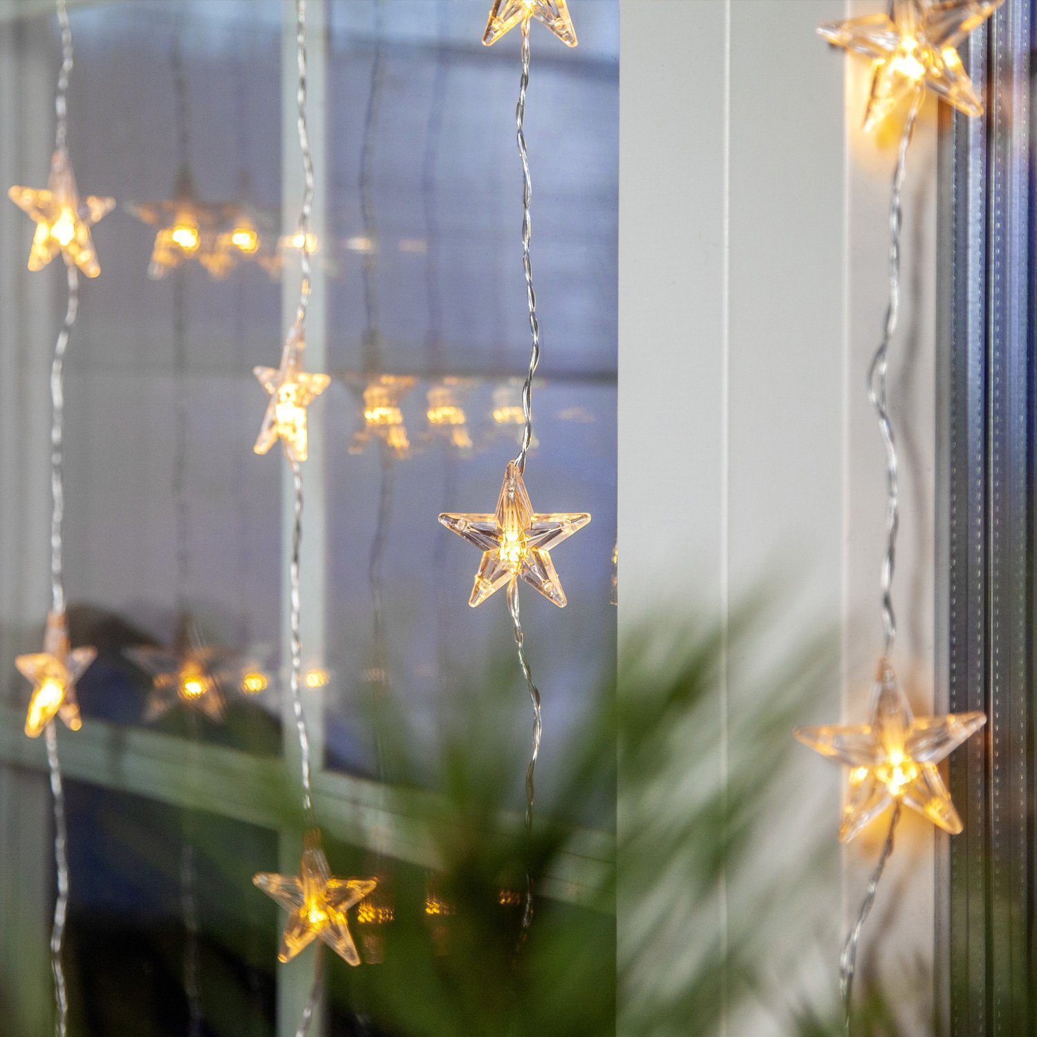 MARELIDA LED-Lichtervorhang LED Lichtervorhang 30 leuchtende Sterne 