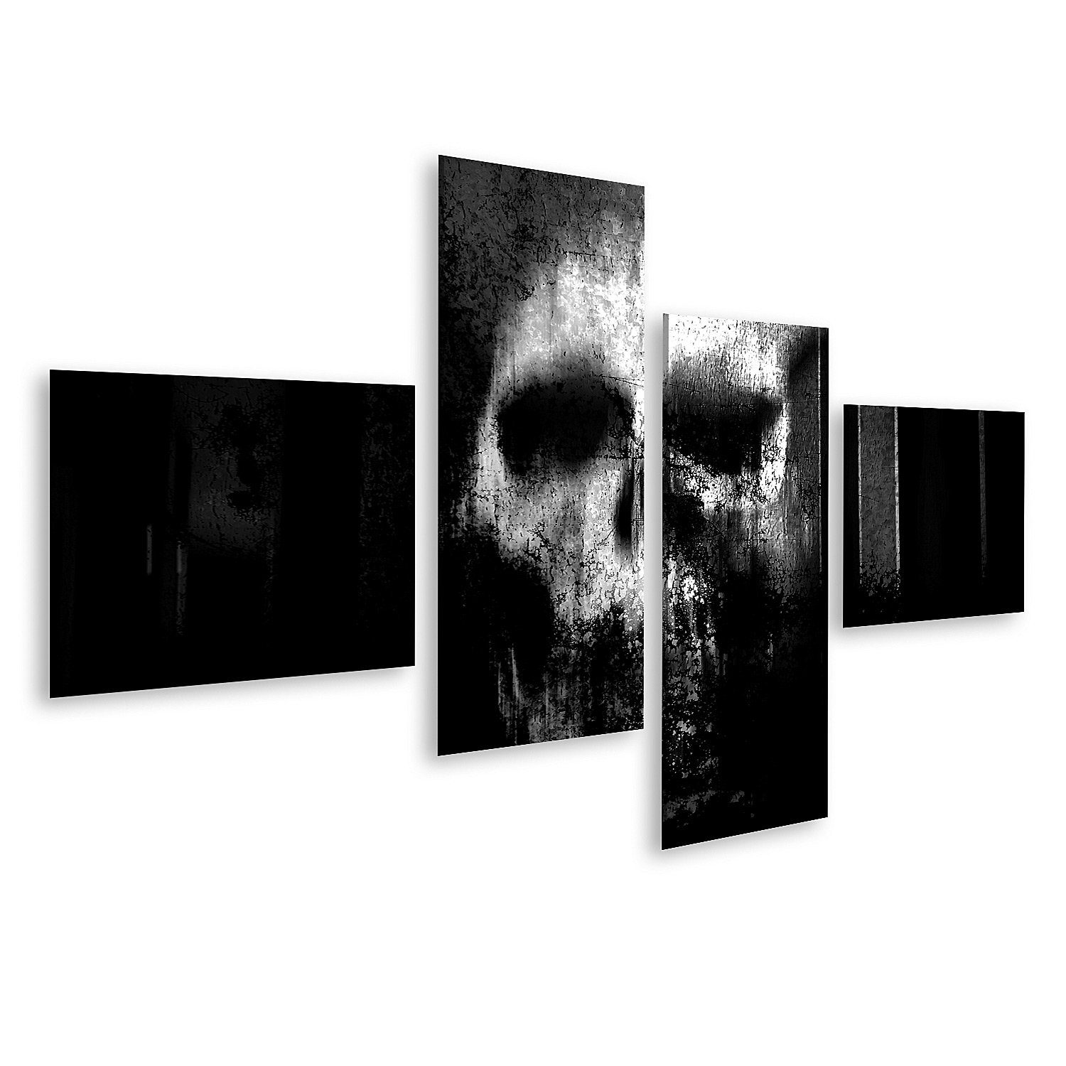 islandburner Leinwandbild »Bild auf Leinwand Horror Schädel Schwarzer und weißer Horror 