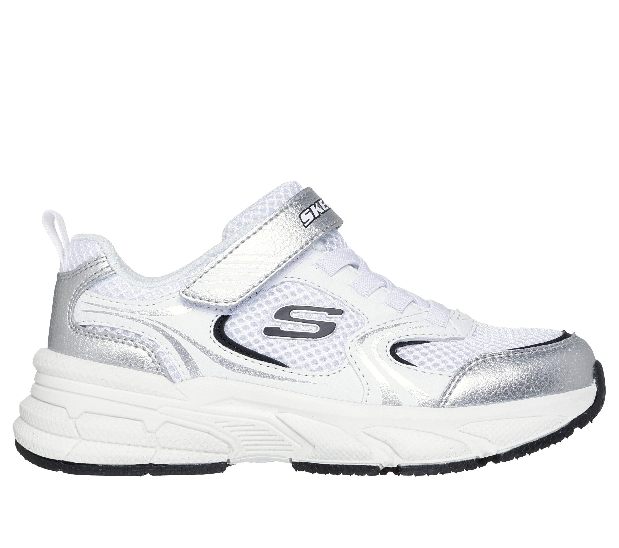 Skechers GORE AND STRAP MESH SNEAKER W OVERL WHITE SILVER Laufschuh