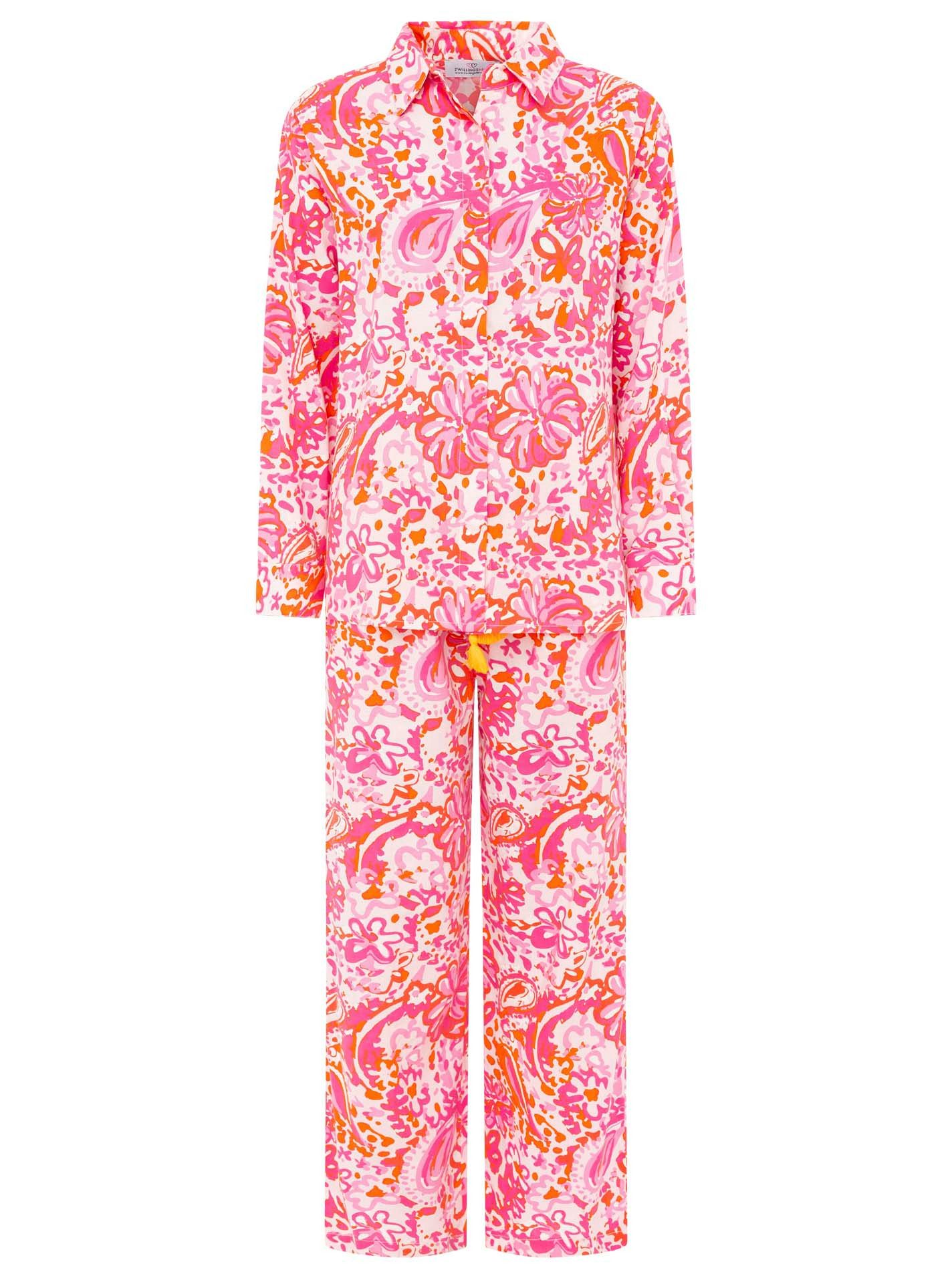 Zwillingsherz Shirtbluse "Happy Paisley" Viskose Set mit pinkem Paisley Mus günstig online kaufen