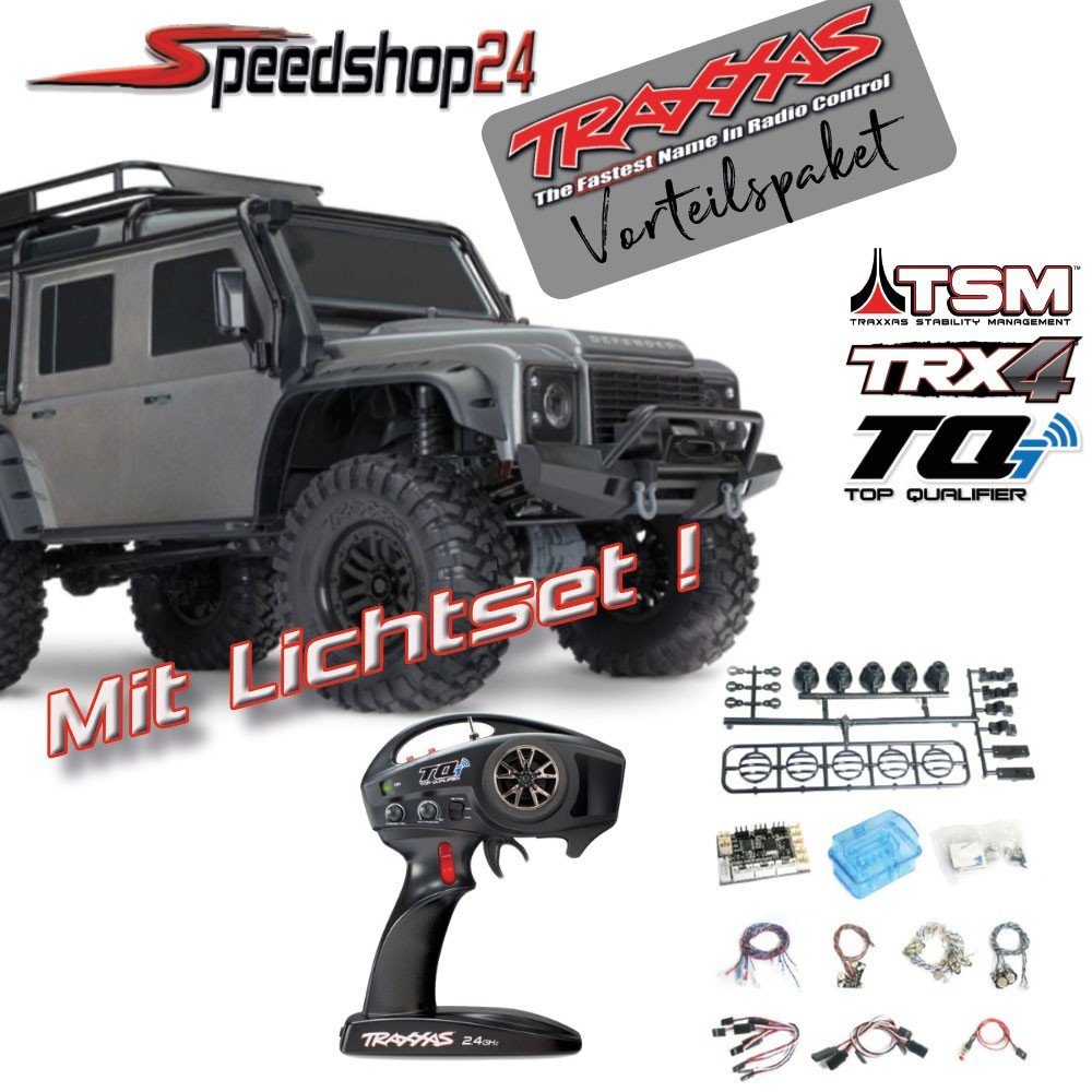 Traxxas Modellbausatz Traxxas TRX-4 LR Defender 4x4 silber RTR ohne Akku/Lader 82056 incl.