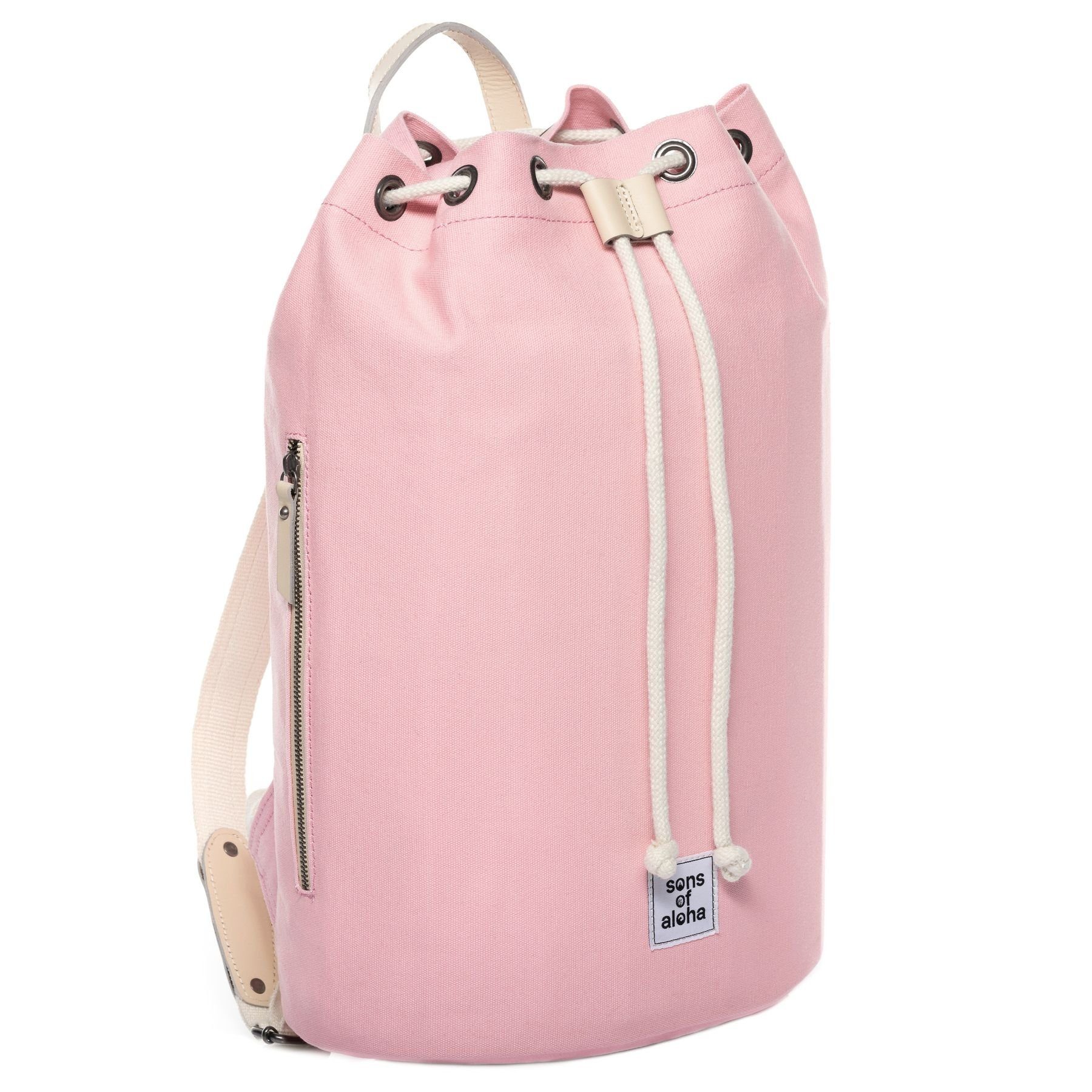 SONS handgefertigt »MALU«, OF rosa-beige aus Seesack und ALOHA groß Rucksack Matchsack Backpack Baumwolle Canvas