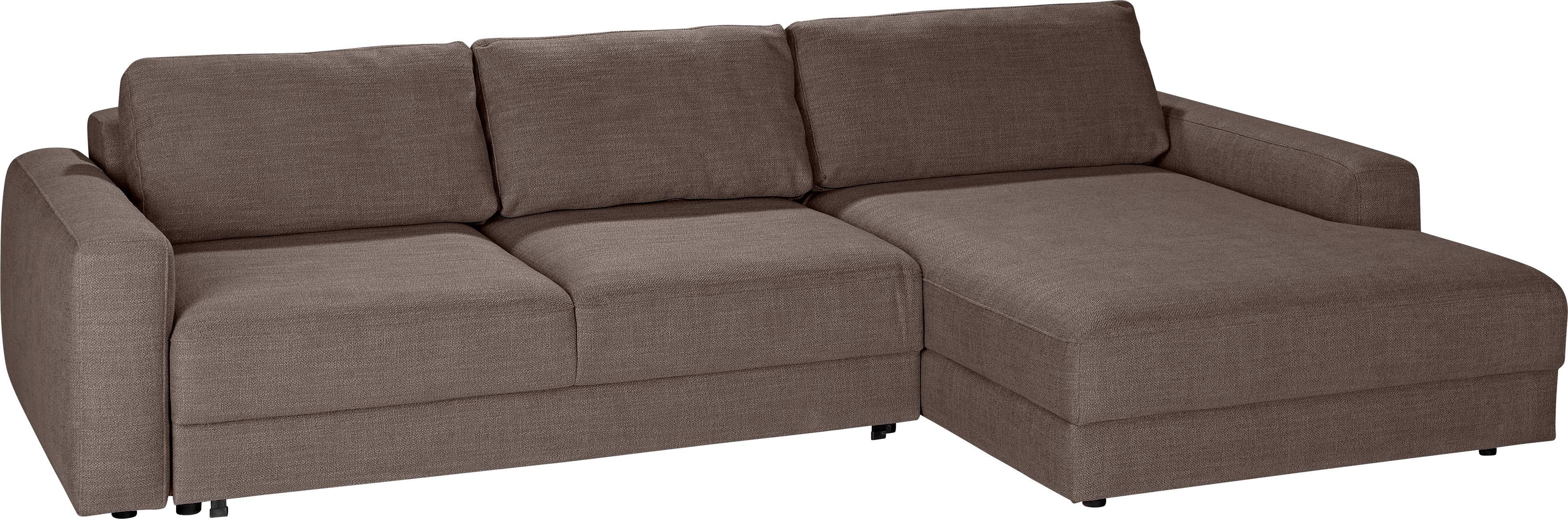 wahlweise Sitzfläche cm und Ecksofa Bettkasten, TRENDMANUFAKTUR Tiefe 54 Bourbon, Bettfunktion mit walnut