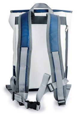 360Grad Rucksack Rucksack Landgang Mini Weiss Vintage Blau recyceltes Segeltuch