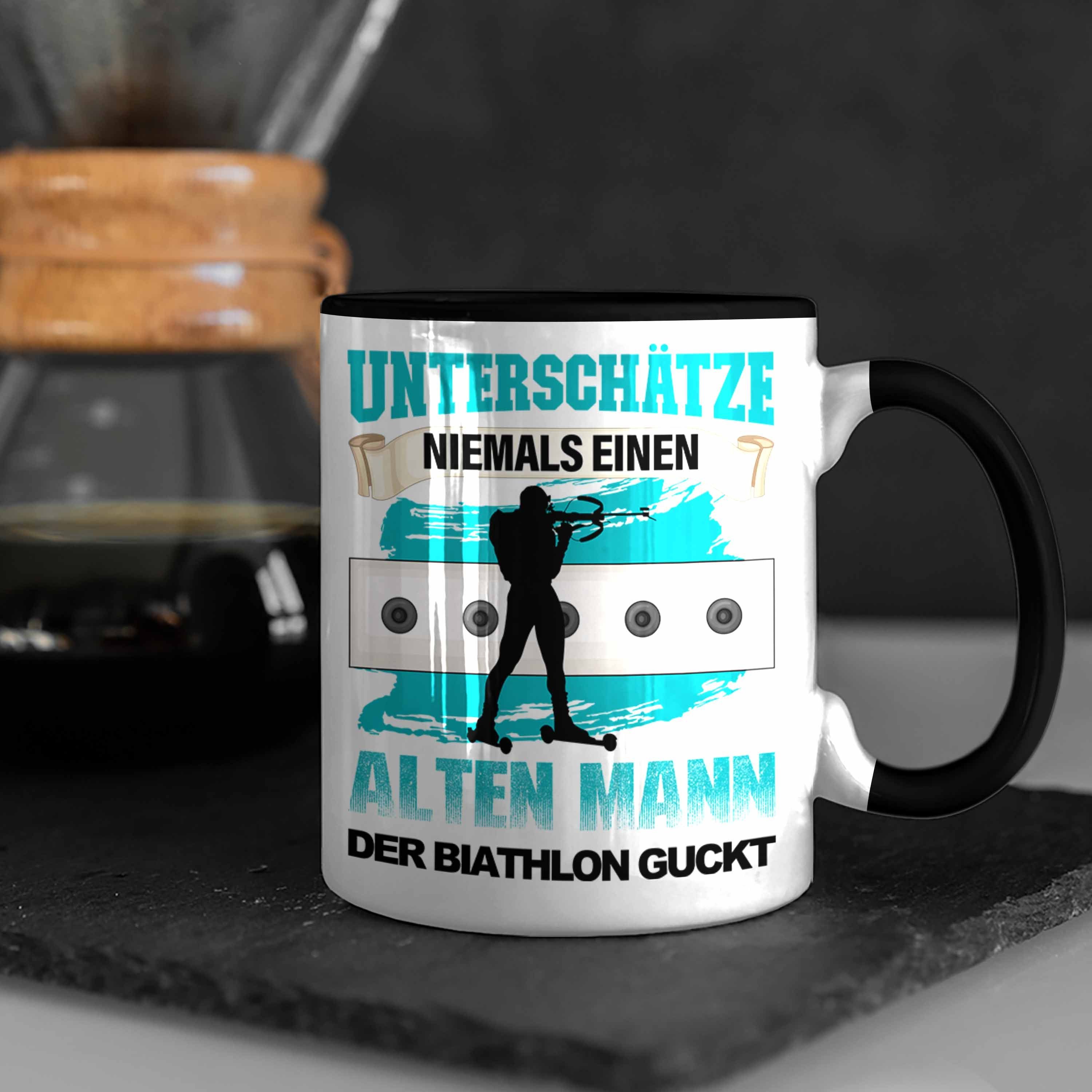 Tasse Schwarz Alten Niemals der Tasse Biathlon Biathlon gu Trendation Mann, einen "Unterschätze