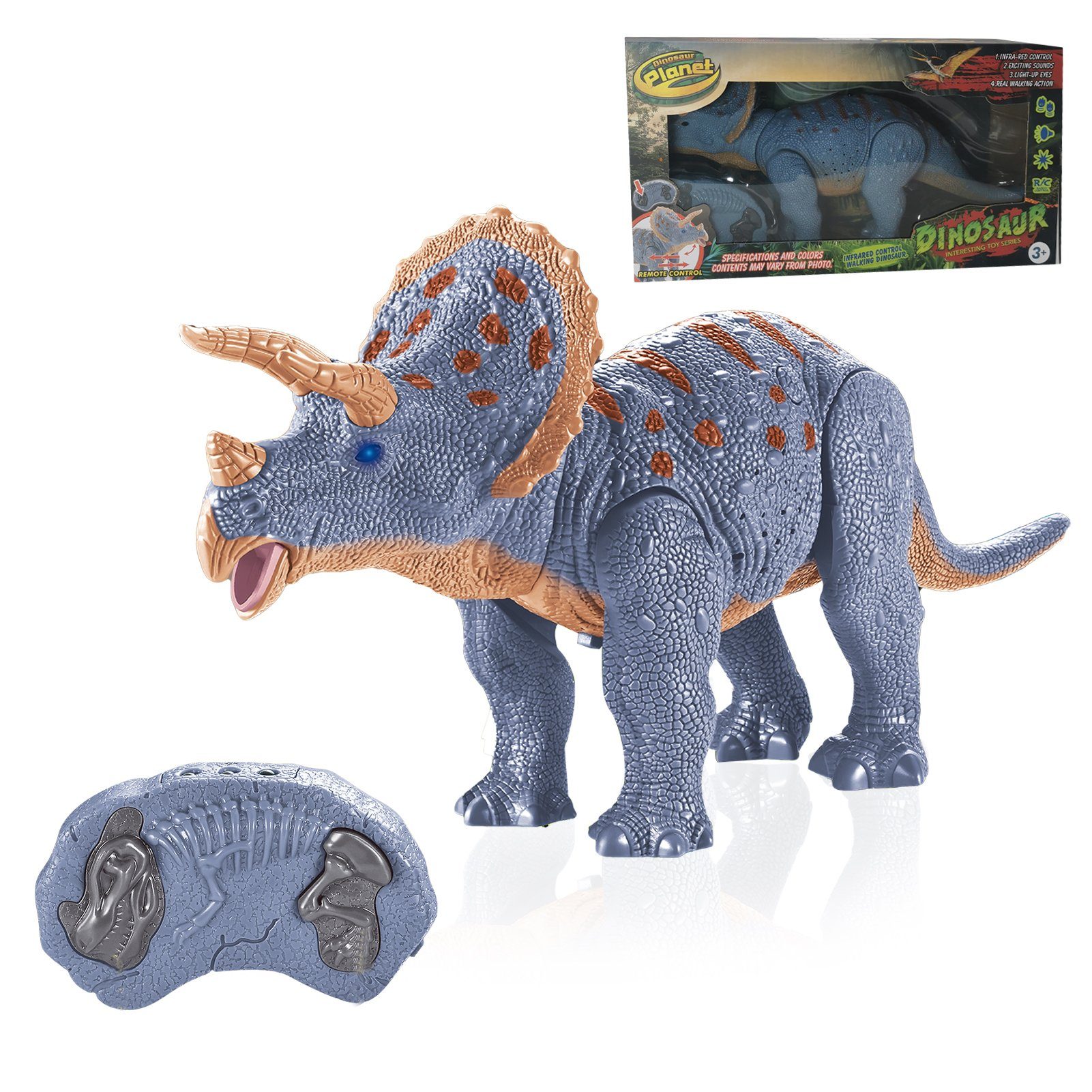 Esun Spielfigur Ferngesteuerter Dinosaurier Spielzeug ab 3 4 5 6 jahre  jungen mädchen, (Packung, Komplettset), Dino Spielzeug ab 4 6 jahre mit  Gehen und roar