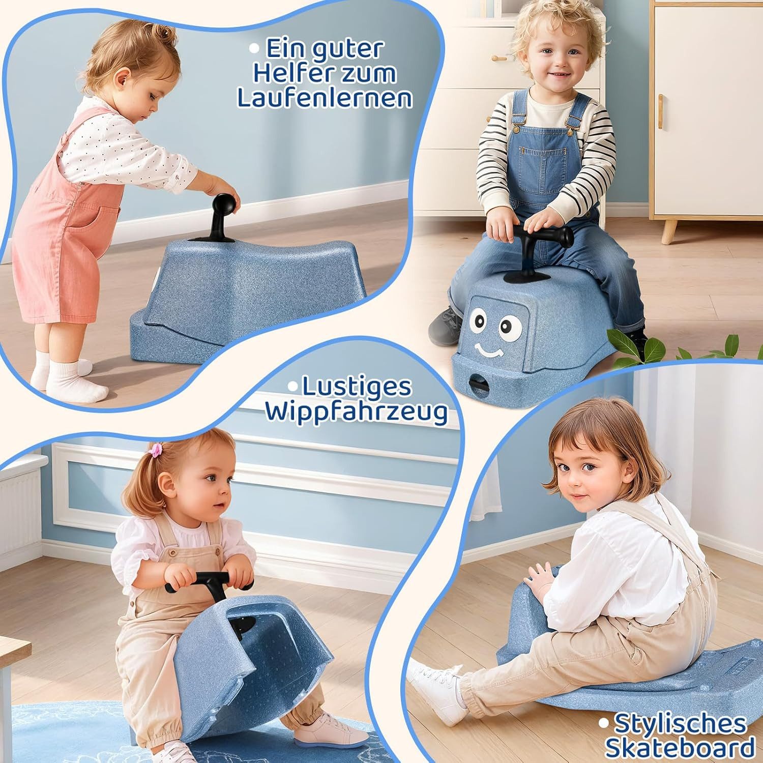 TLGREEN 5-in-1 Ride-On Baby Ride-On with Silent Wheels, Baby Scooter up to 20kg, EPP, Baby Walker, Rocking Car