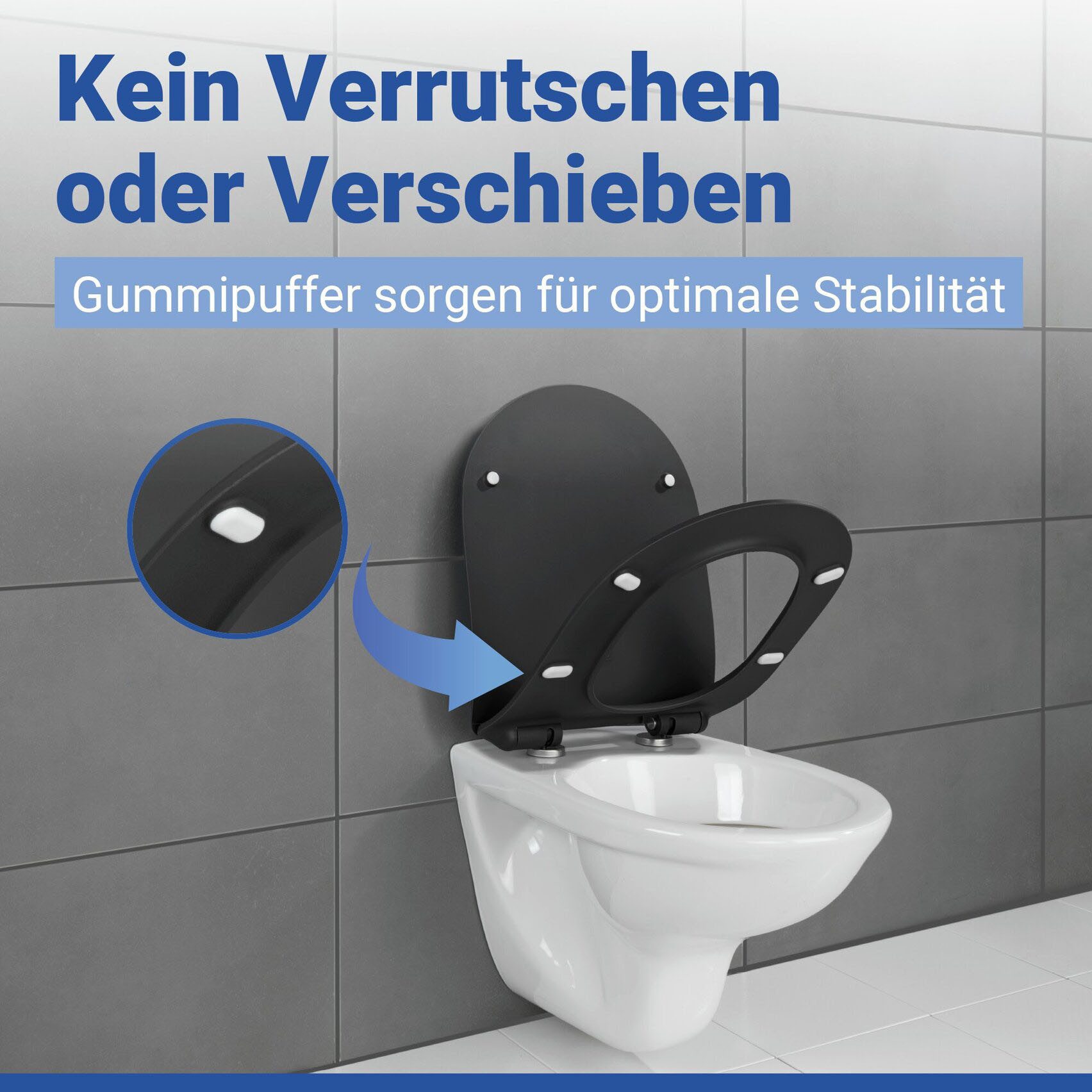 WENKO WC-Sitz Sedilo matt Schwarz (1-St), aus Duroplast, mit Absenkautomatik – Bild 4 von 5