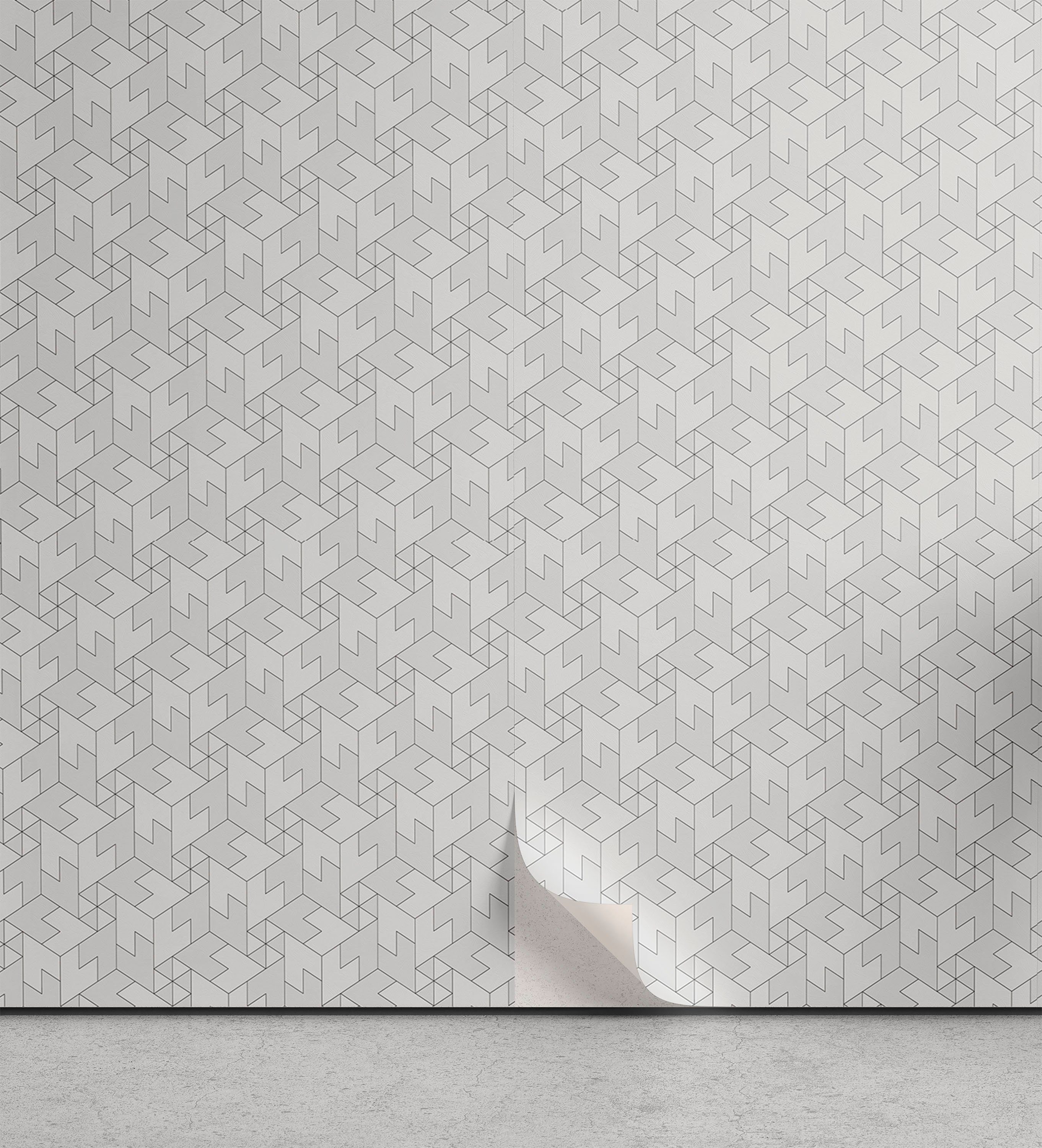 Abakuhaus Vinyltapete selbstklebendes Wohnzimmer Küchenakzent, neutrale Farbe monochrome Shapes