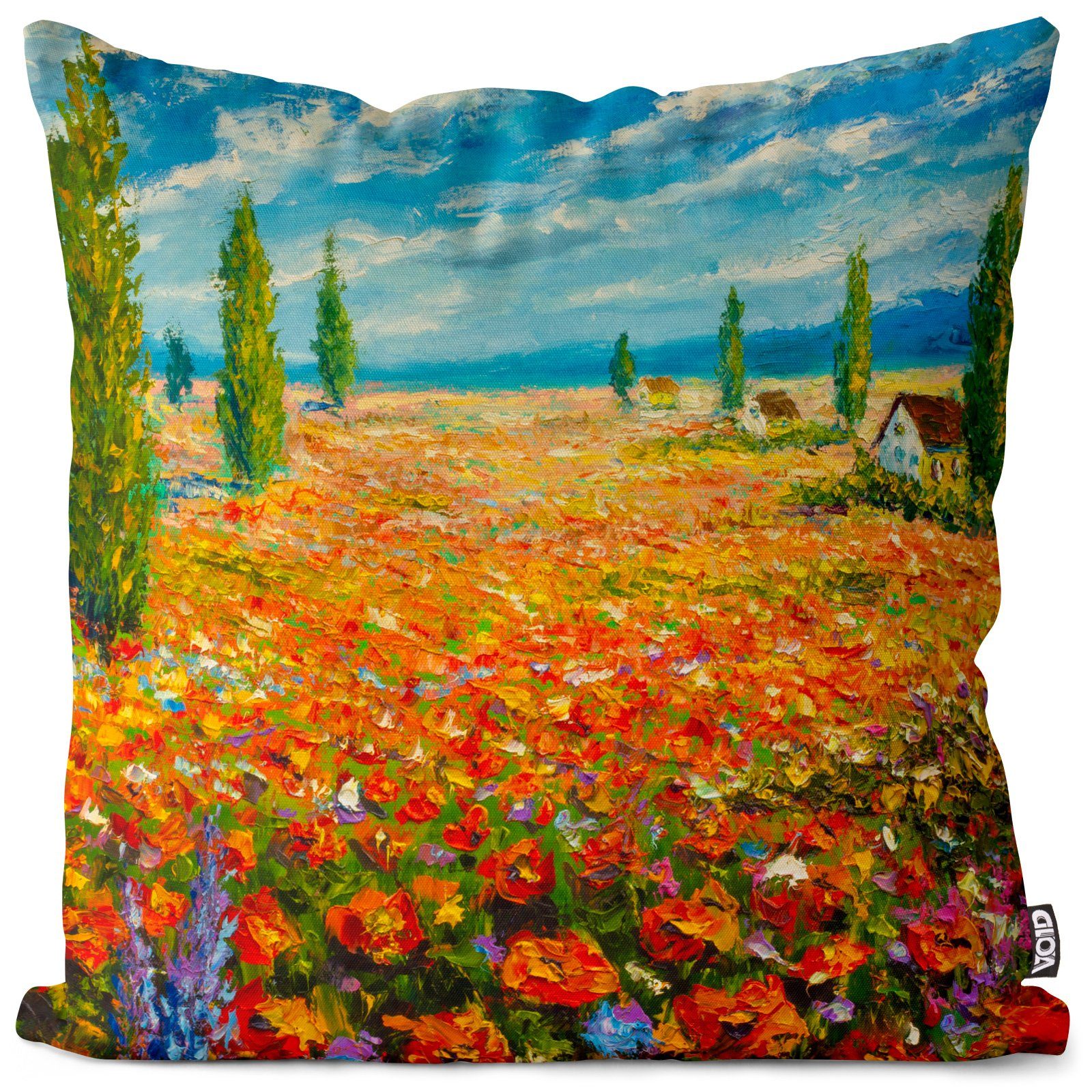 Kissenbezug, VOID (1 Stück), Sofa-Kissen Blumen Blüten Landschaft Impressionismus Claude Monet Malerei Sommer Wiese Öl Ölgemälde Druck Himmel Kunst