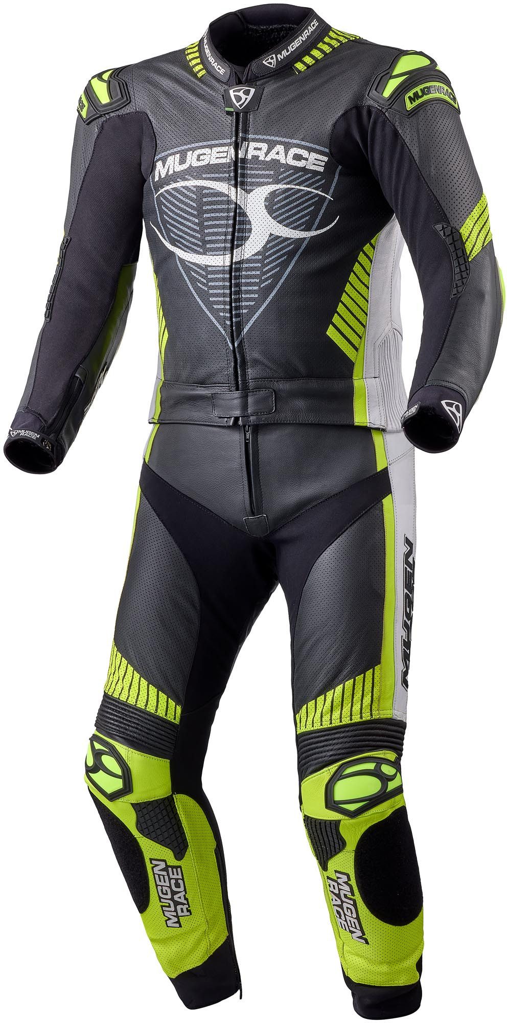 MUGENRACE Motorradkombi R Impegnato perforierte 2-Teiler Motorrad Lederkombi Ellenbogenprotektoren enthalten,Knieprotektoren enthalten,perfori