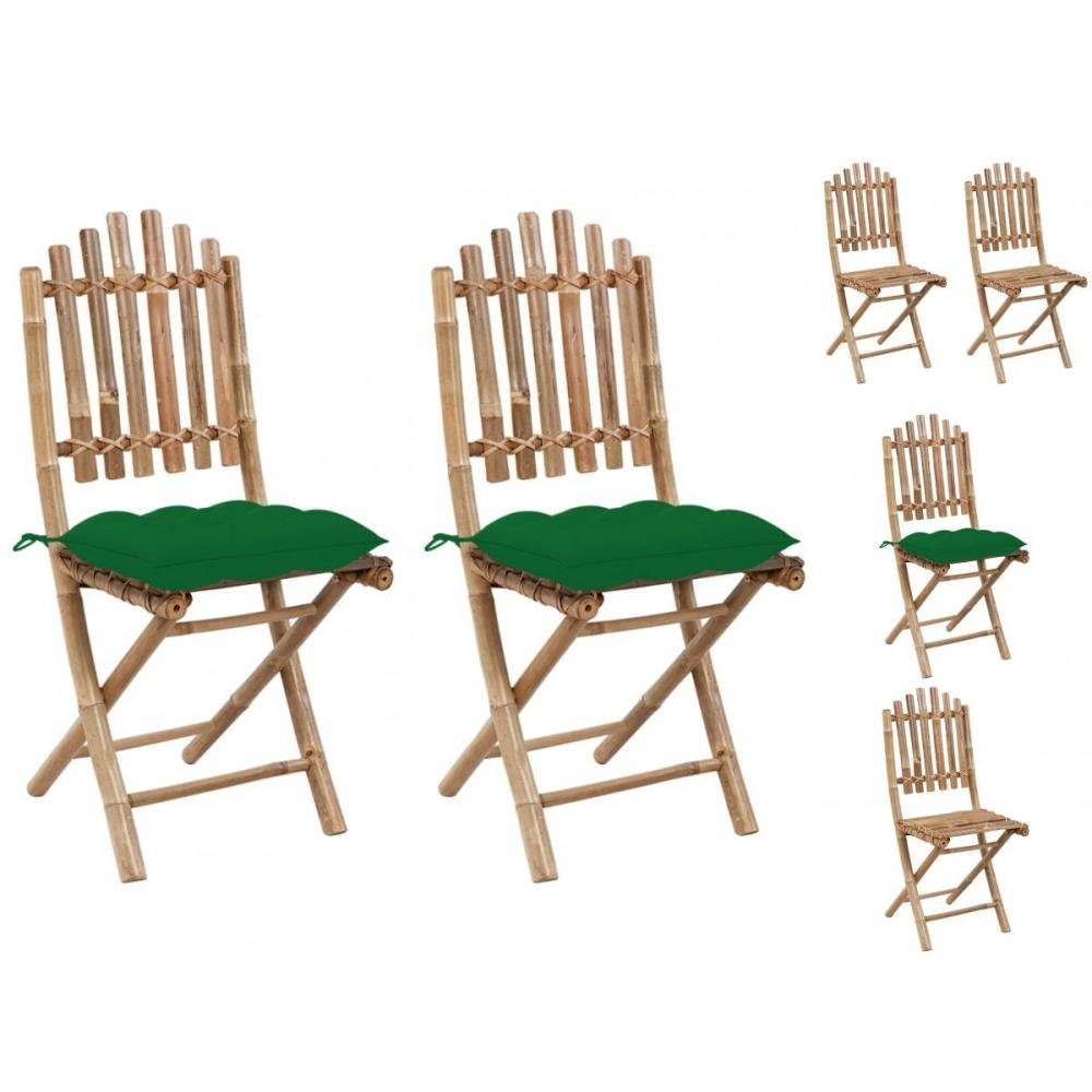 vidaXL Gartenstuhl Klappbare Gartenstühle 2 Stk mit Kissen Bambus