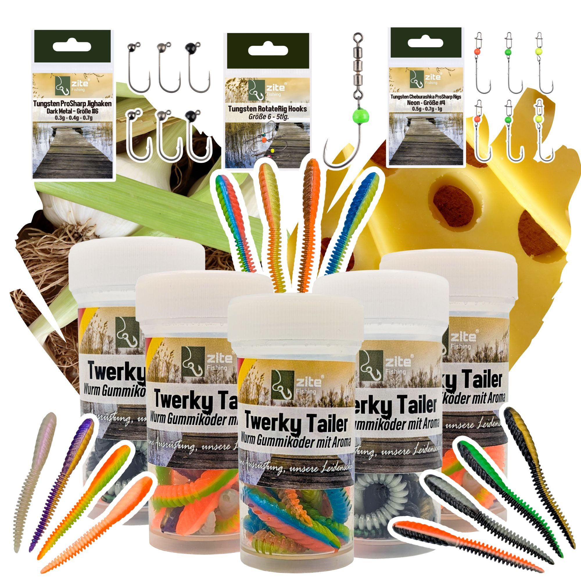 Zite Kunstköder Twerky Tailer Starterset Gummiköder Angelset Forellen UL Köderwurm