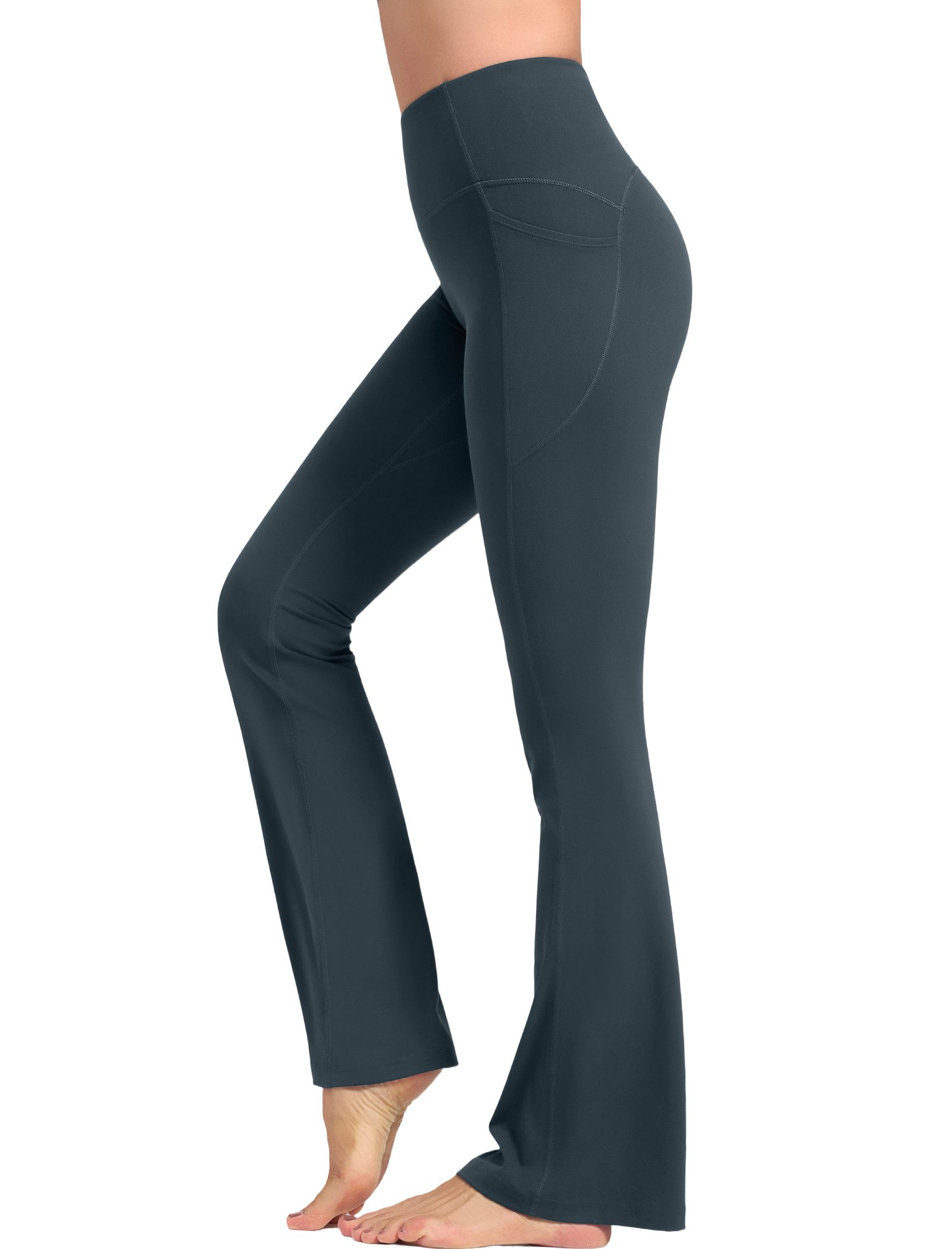 Yvette Schlaghose Damen Flared Yoga bequem Leggings hohe Taille Jogginghose S117019A19