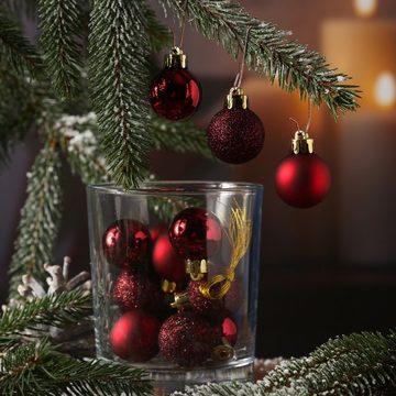 MARELIDA Weihnachtsbaumkugel Christbaumkugel bruchfest D: 3cm glänzend matt weinrot 14Stück f.Außen (14 St)