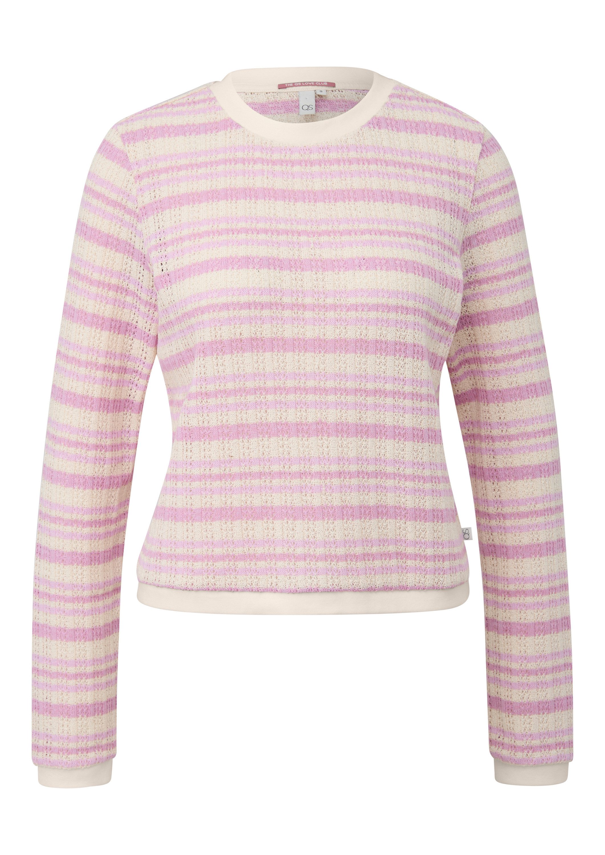QS Langarmshirt T-Shirt Longsleeve mit Ajourmuster günstig online kaufen