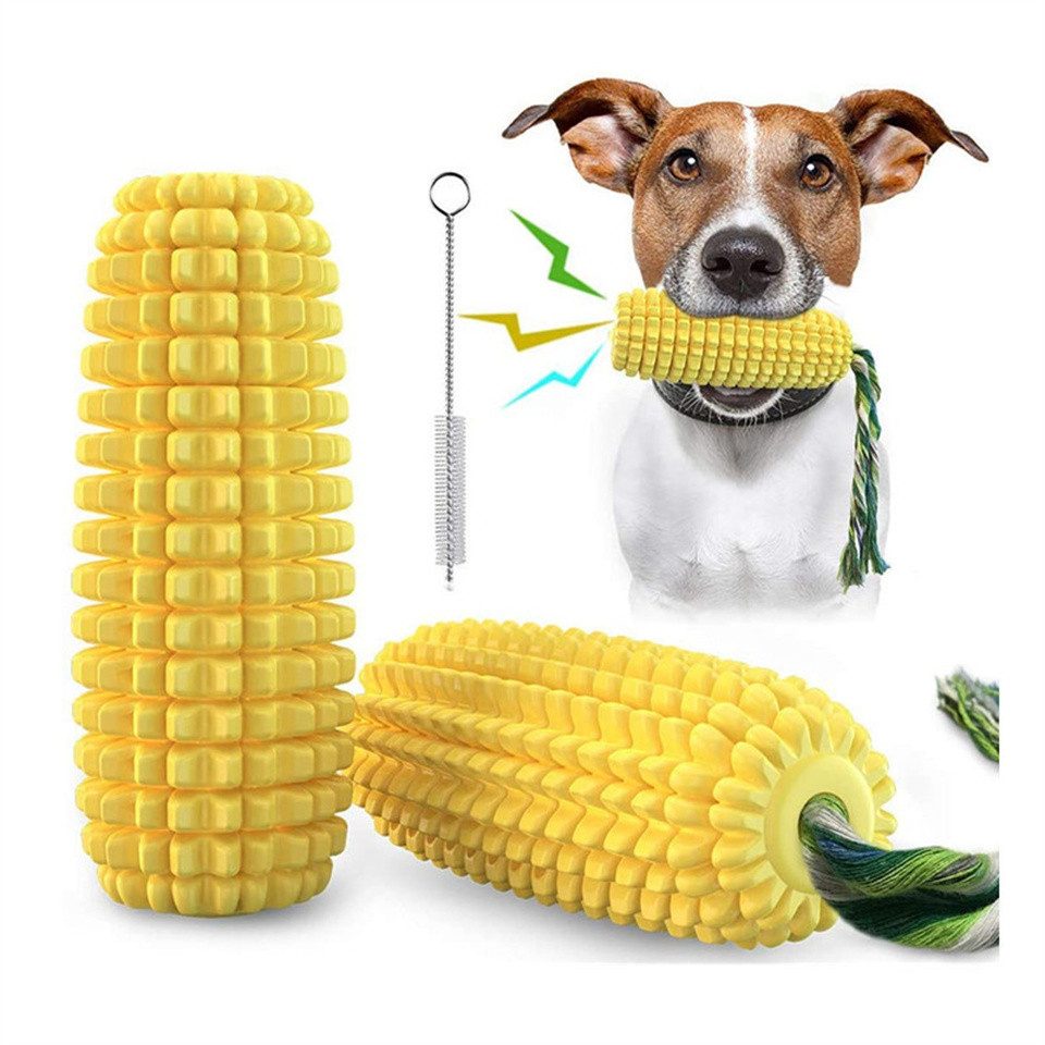 Tiere Zahnpflege-Spielzeug Entworfen als Spielzeug für Hunde, die gut kauen können, (Welpenzahnkauspielzeug mit Maiskolben, langlebig und quietschend 1-tlg), Quietschendes, interaktives Hundespielzeug, Kauspielzeug für Welpen