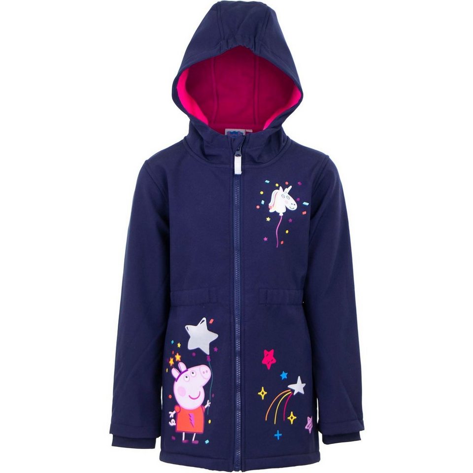 Peppa Pig Softshelljacke Peppa Wutz Kinder Übergangsjacke Jacke Gr. 98 bis  128, Dunkelblau