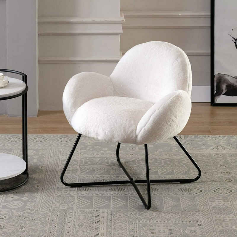 WAHSON OFFICE CHAIRS Polsterstuhl »Sessel aus Kunstfell« (Polsterstuhl mit Metallbeinen), Akzentsessel für Schlafzimmer/Wohnzimmer
