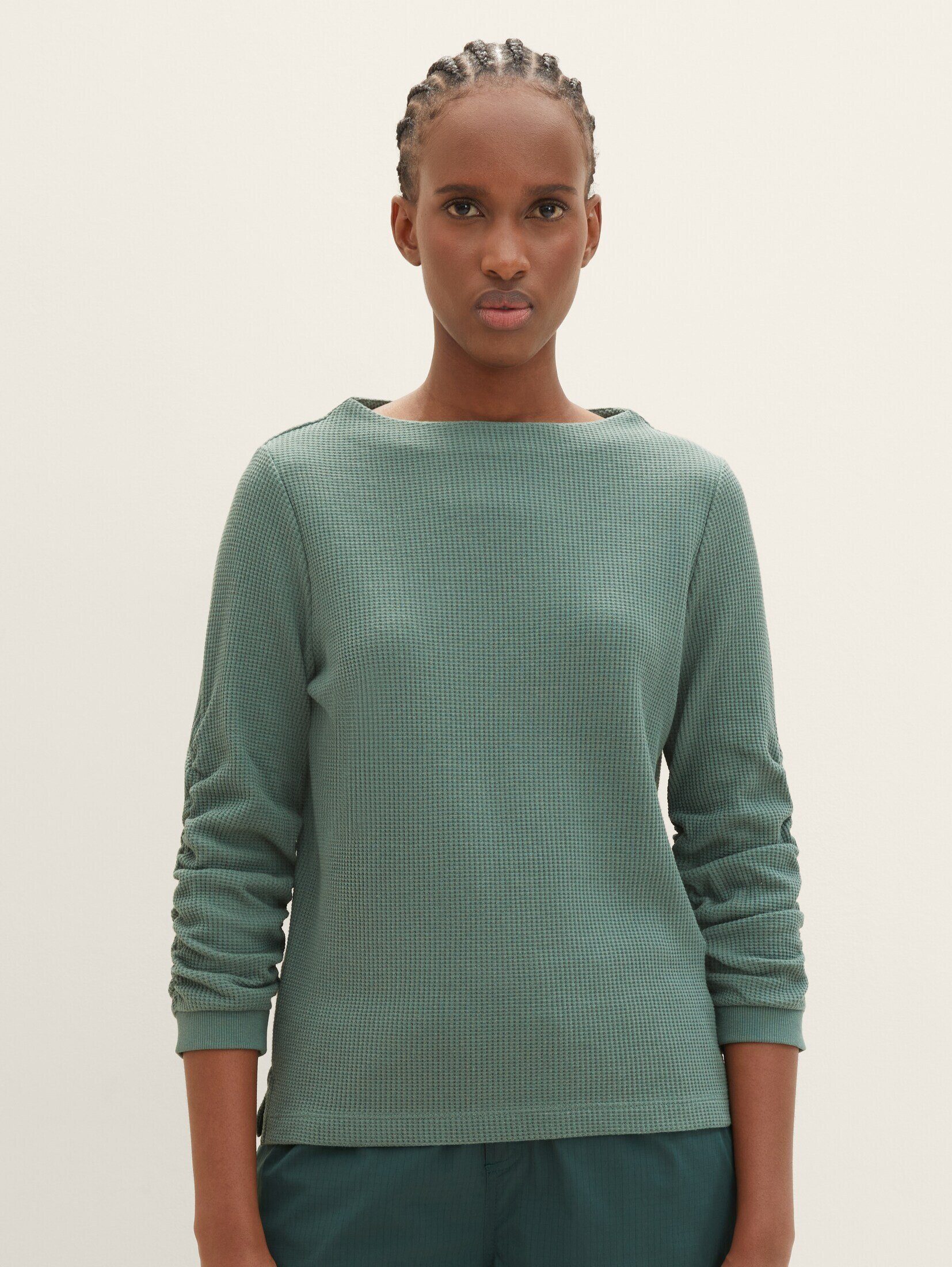 TOM TAILOR Denim Sweatshirt Sweatshirt mit Falten green dust | Sweatshirts
