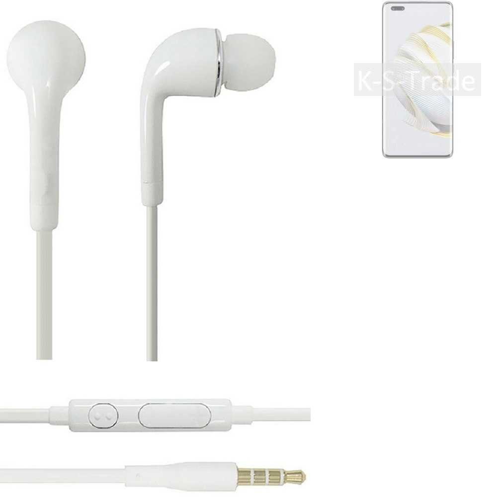 K-S-Trade für Huawei nova 10 Pro In-Ear-Kopfhörer (Kopfhörer Headset mit Mikrofon u Lautstärkeregler weiß 3,5mm)