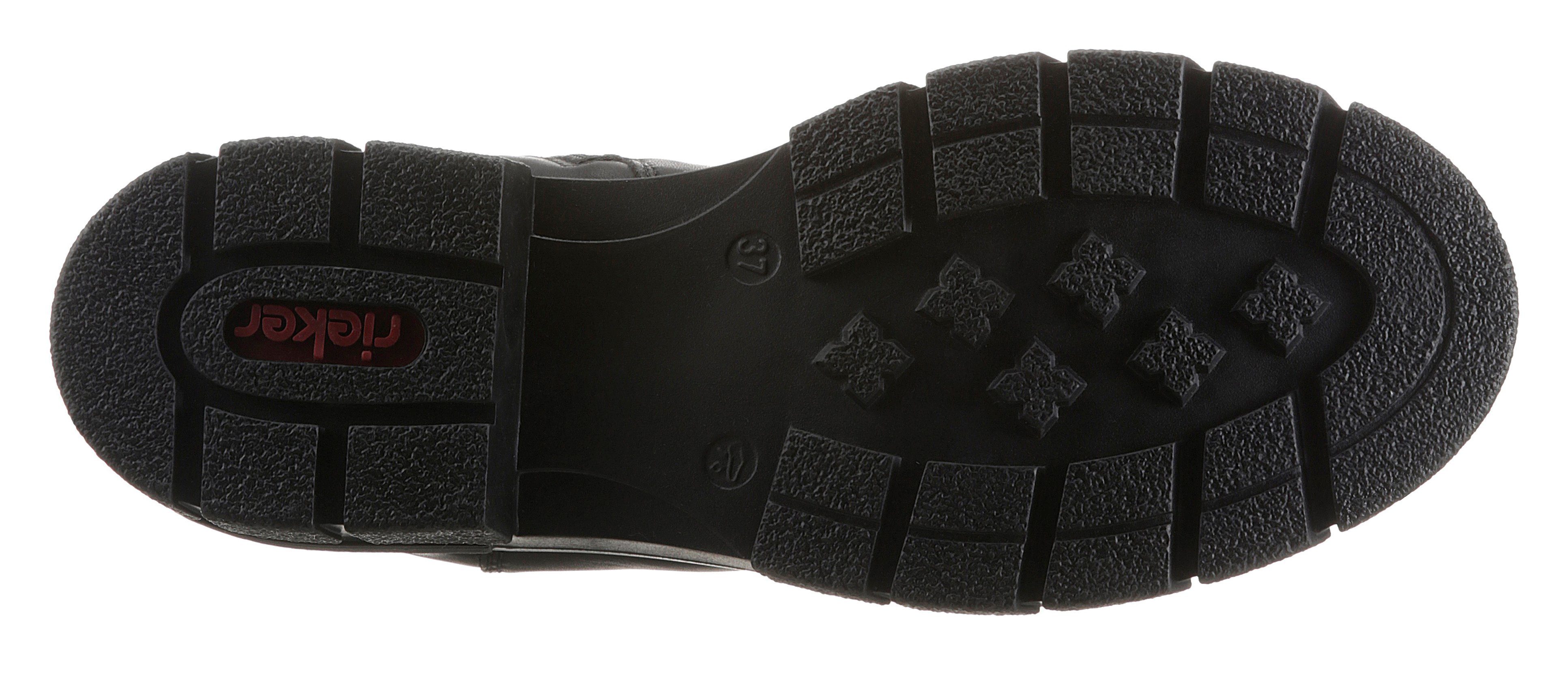 Rieker Chelseaboots, Stiefelette, Blockabsatz, Boots mit breitem Stretcheinsatz