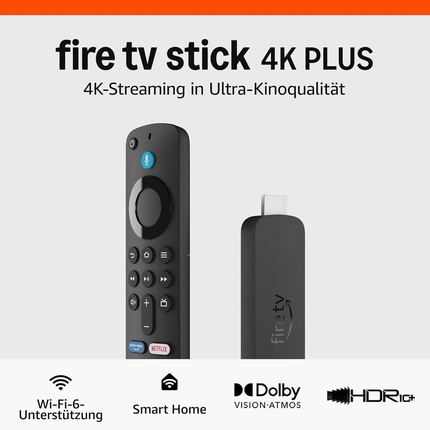 Amazon Streaming-Stick Fire TV Stick 4K PLUS (Neueste Generation) Wi-Fi 6 HDR10+, Streaming in Dolby Vision/Atmos