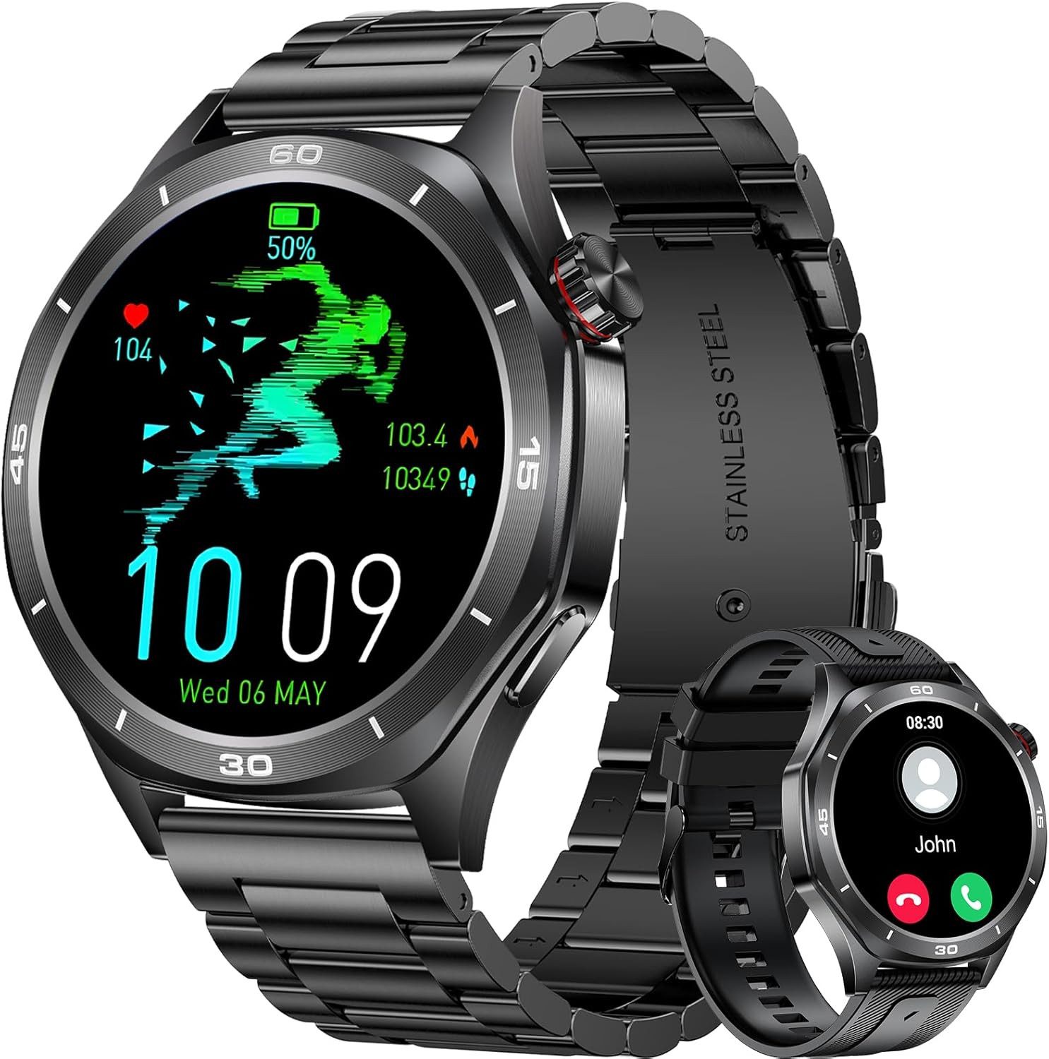 MEGALITH smartwatch I129 Smartwatch (3,8 cm, android ios), Smartwatch mit Bluetooth Telefonie und über 113 Sportmodi