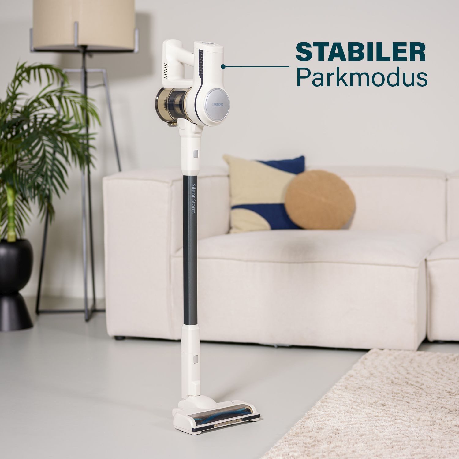 PRINCESS Akku-Hand-und Stielstaubsauger Princess 339380 Silent Storm Kabelloser Stabstaubsauger – 2-in-1, 140 W, 2 in 1 – 3 Geschwindigkeitsstufen – 140&nbsp;W – DC