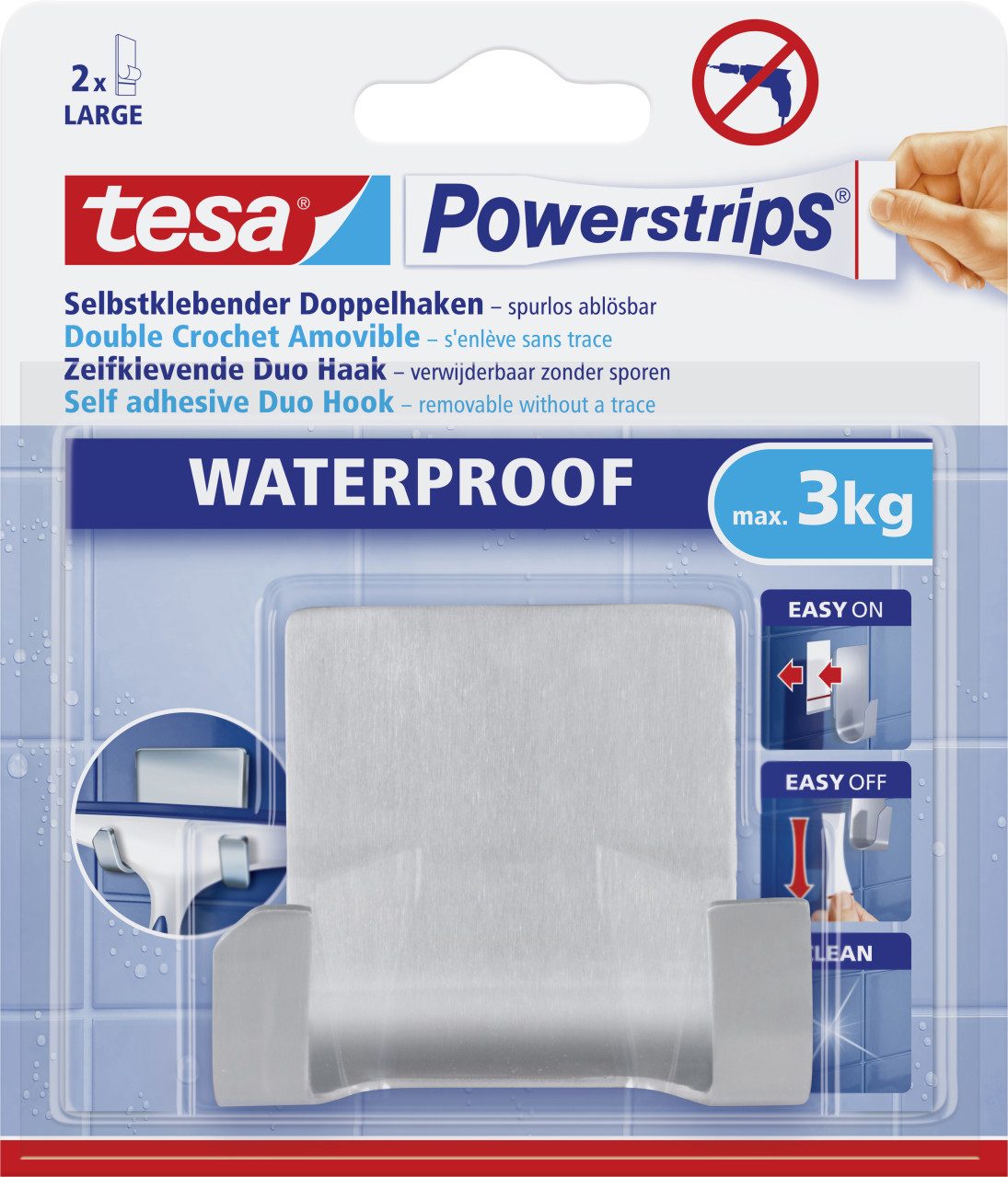 tesa Klebehaken tesa Duohaken Powerstrip Metall, waterproof