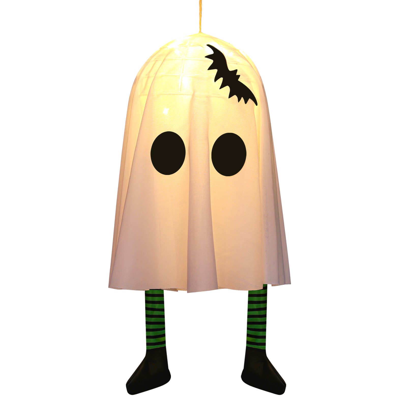 MUPOO Hängedekoration Halloween Deko Lichter,Halloween LED-Lichterkette Geister 1/3/6 Stück (1 St), mit gestreiften Strümpfen mit Fledermäusen,3 Blinkmodi,für Halloween