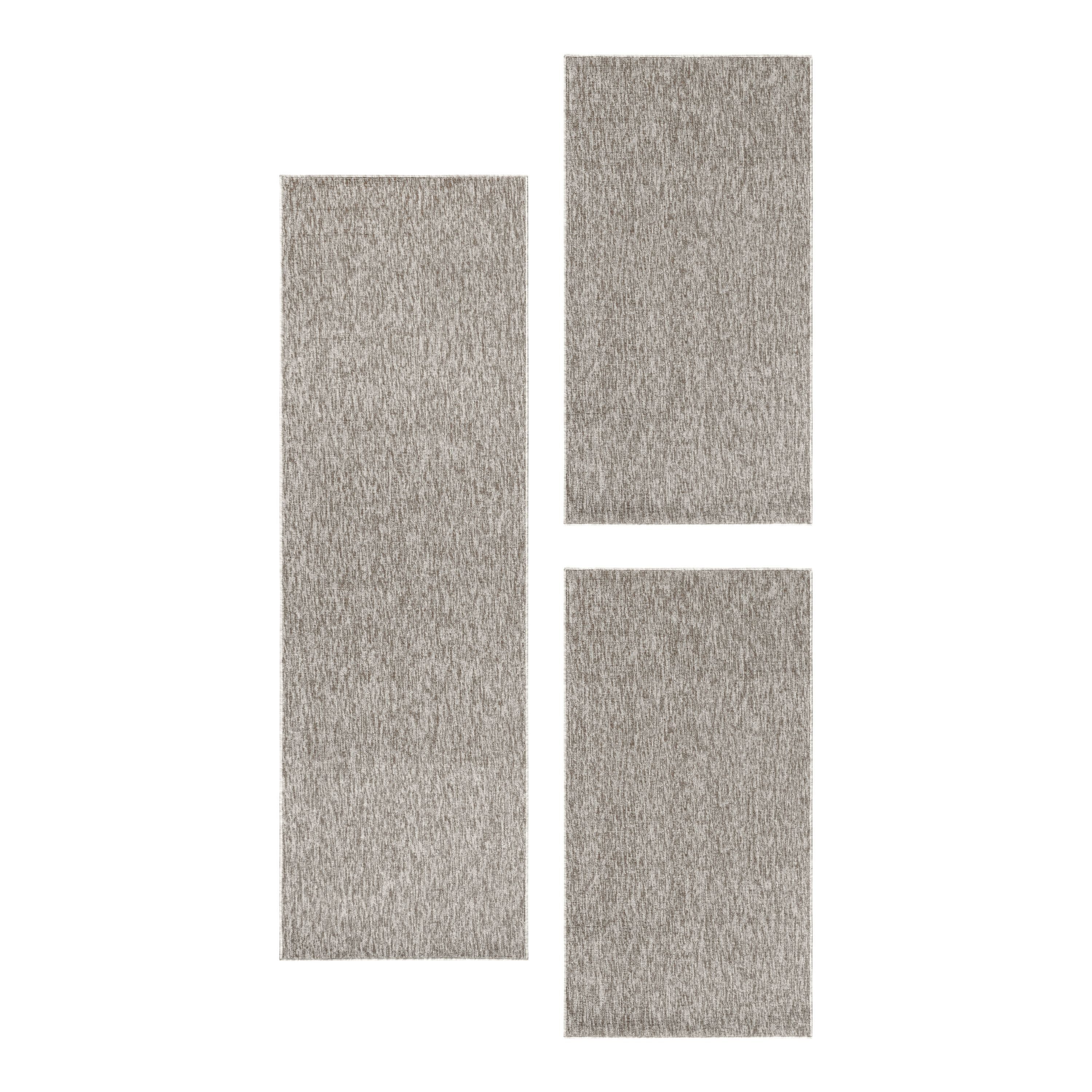 Carpettex Kurzflor-Bettumrandung Unicolor - Einfarbig, Höhe 7 mm, (Bett-Set, 3-tlg., Bettvorlage), Schlafzimmer Teppich Bettumrandung Läufer Set 3 teilig