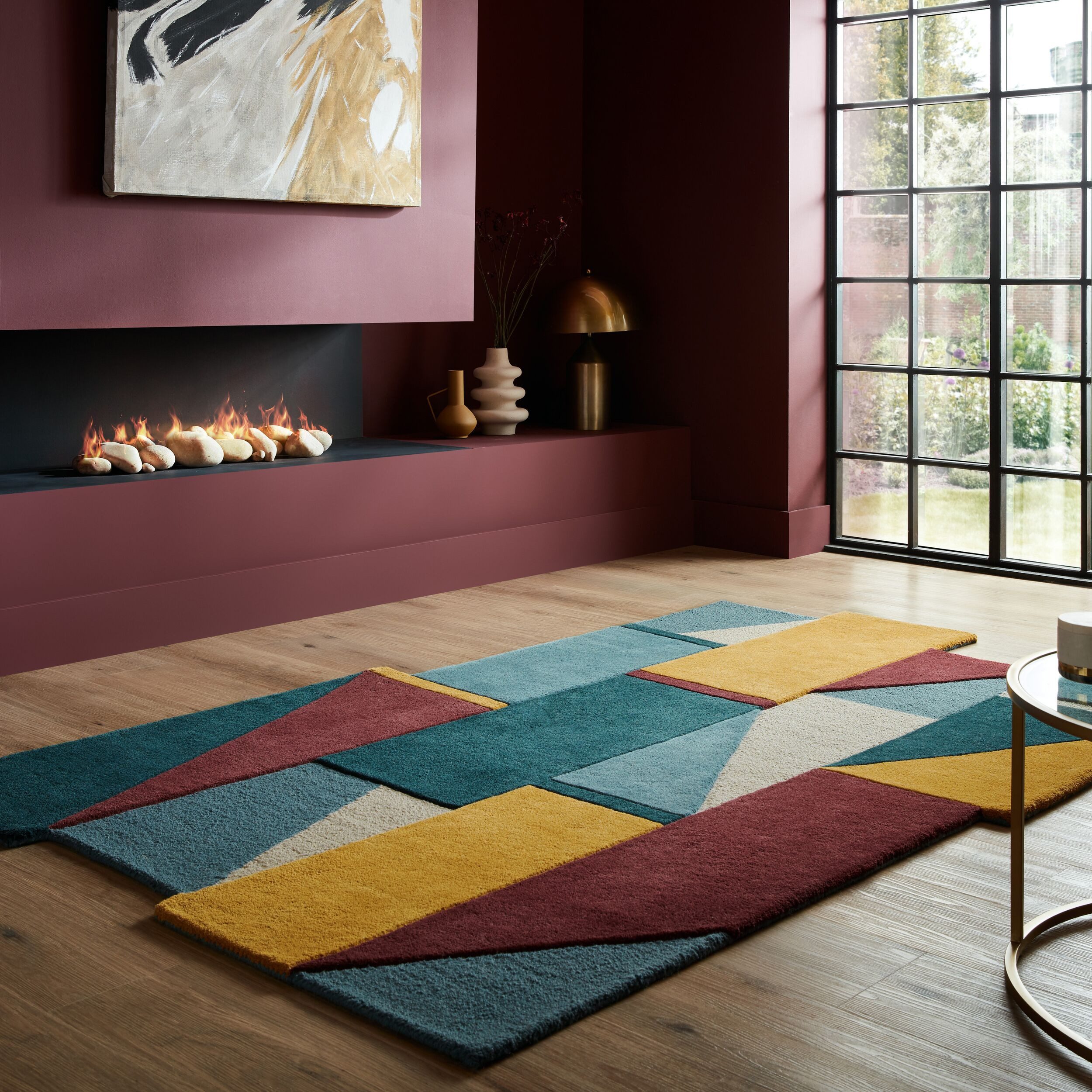 KADIMA DESIGN Wollteppich Shuffle Muster, Abstrakt Wohnzimmer Wollteppich Modern Shaped 150x240, Shaped, Höhe: 10 mm, Multicolor, 100% Wolle, Kurzflor, Handgetuftet Flordichte 3 700 g/m²