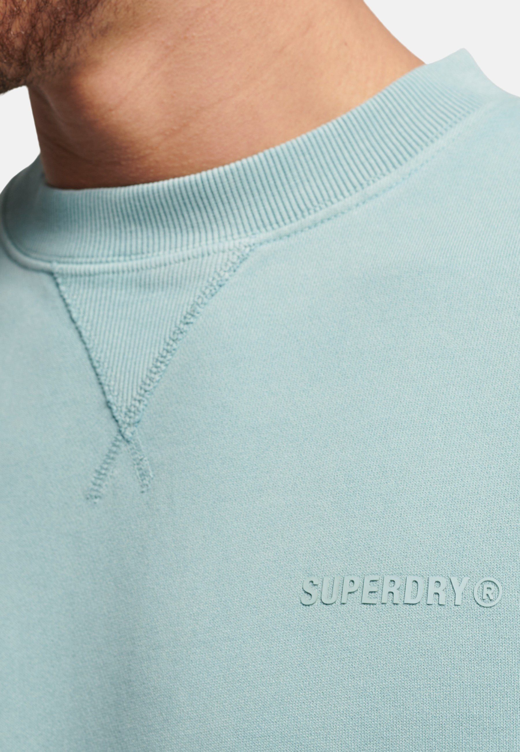 Superdry Sweatshirt mit Pullover Sweatshirt hellblau Rundhalsausschnitt