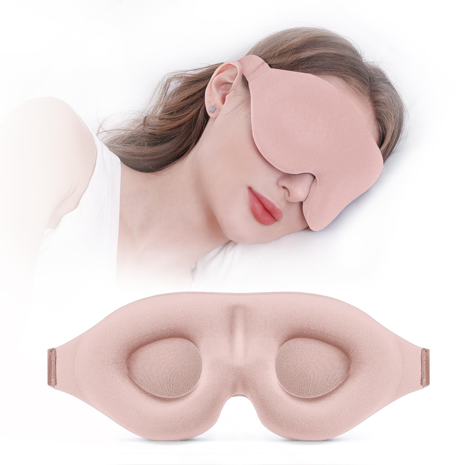 FOUORTUNATE-BEE Augenbinde Atmungsaktive Schlafmaske für Herren & Damen, druckfrei & komfortabel, Weiche Augenmaske für Seiten Rückenschläfer ideal für Studenten Reisen