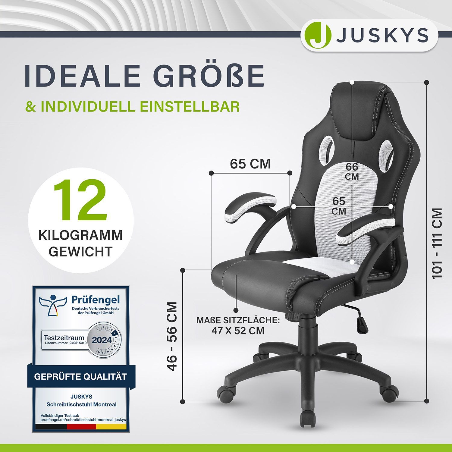 Juskys Gaming-Stuhl Montreal, Ergonomisch geformte Sitzfläche, günstig online kaufen