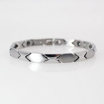 ELLAWIL Edelstahlarmband Gliederarmband Edelstahl- Magnetarmband Handgelenkkette Damenarmband (aus silberfarbenen Edelstahl), inklusive Geschenkschachtel