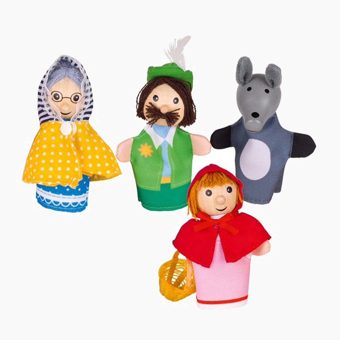 goki Fingerpuppe Fingerpuppen Rotkäpchen (Packung, 4-tlg), laden zu fantasievollen Rollenspielen ein.