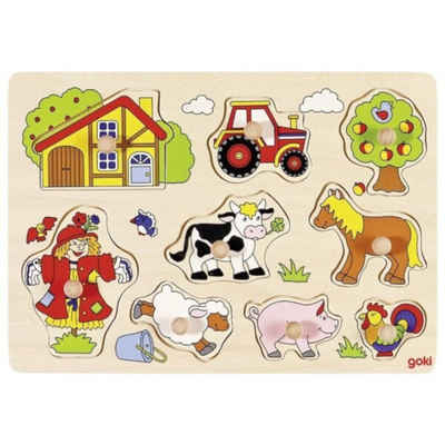 goki Steckpuzzle Steckpuzzle Bauernhof VI 8 tlg. 57995 30x21x2,4cm Puzzle, 8 Puzzleteile, Mit extra großen Teilen