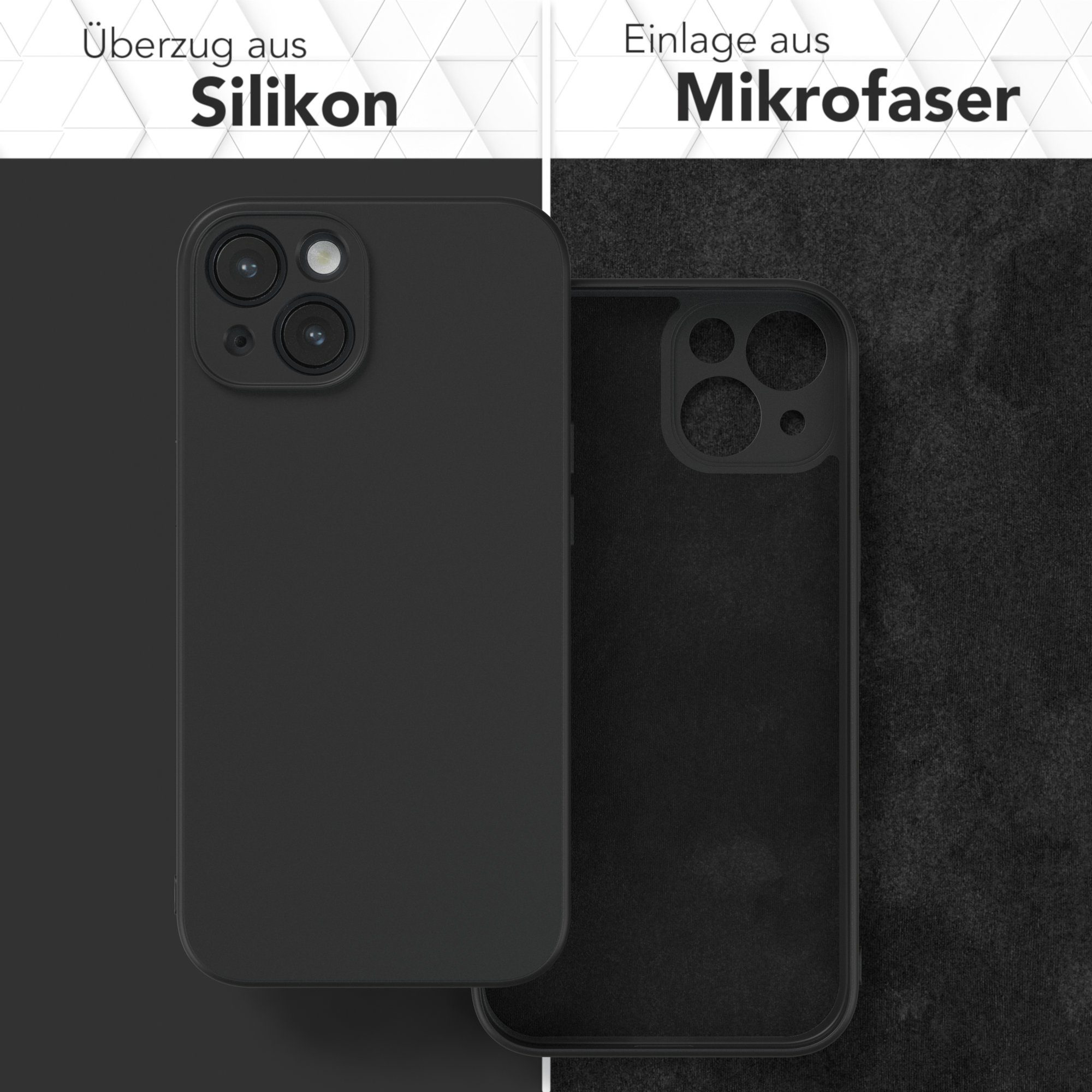 EAZY CASE Handyhülle für Apple iPhone 14 Hülle Silikon 6,1 Zoll, Silikon Schutzhülle mit Kameraschutz kratzfest Back Cover Etui Schwarz – Bild 3 von 5