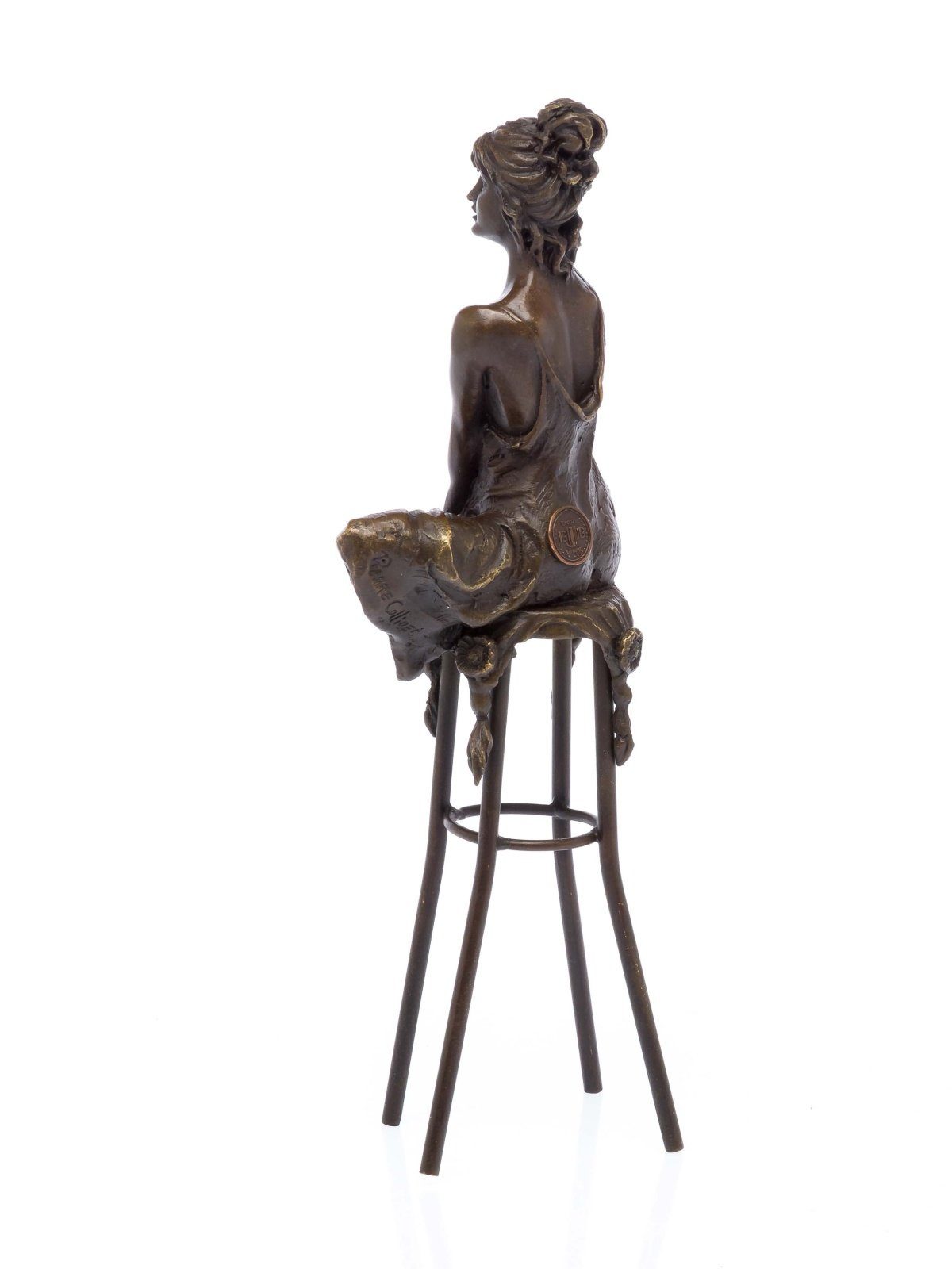 Skulptur Barhocker Figur Bronze Aubaho auf Skulptur Bronzeskulptur sculpture Bar Frau