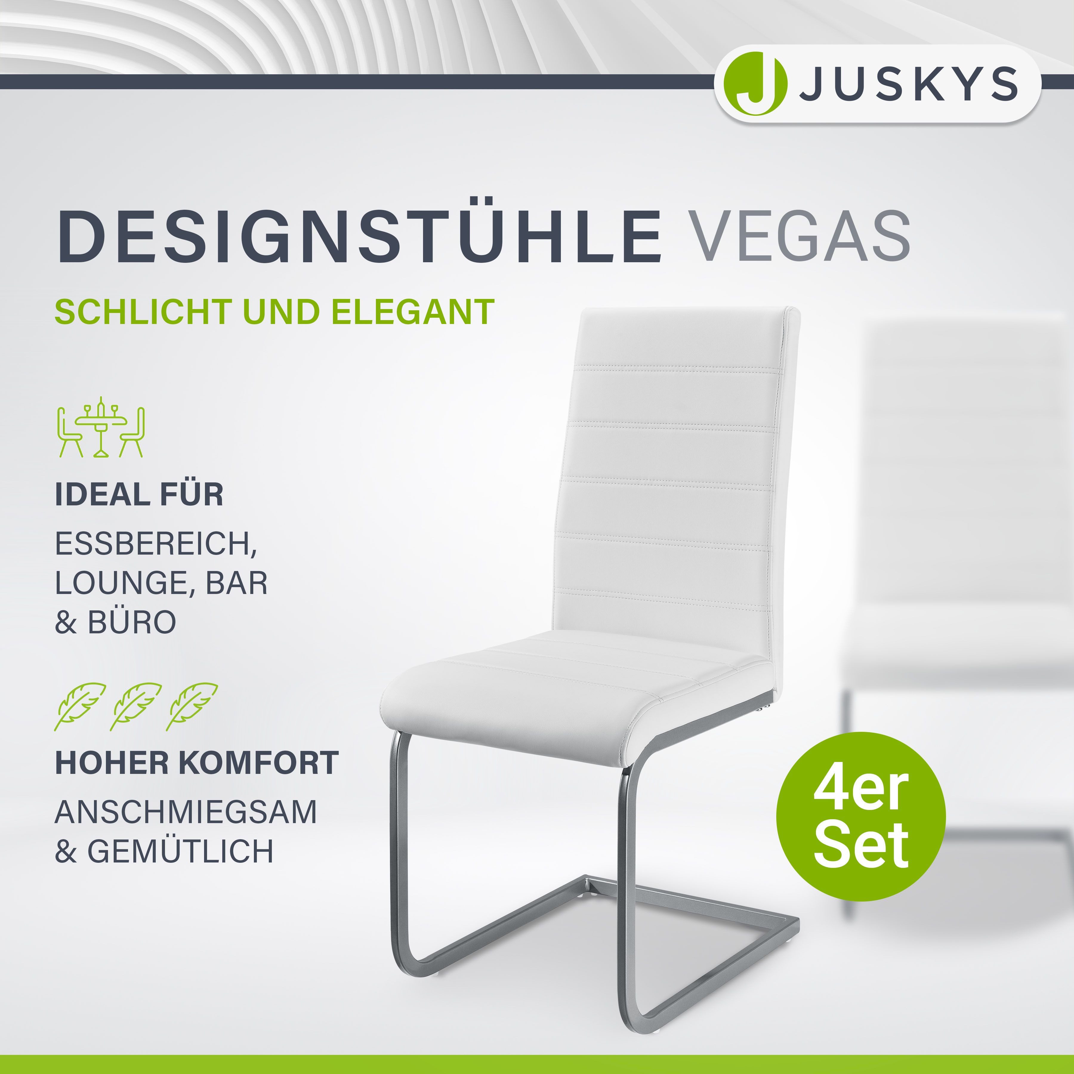 Juskys Freischwinger Vegas, hohe Rückenlehne, pflegeleicht, günstig online kaufen
