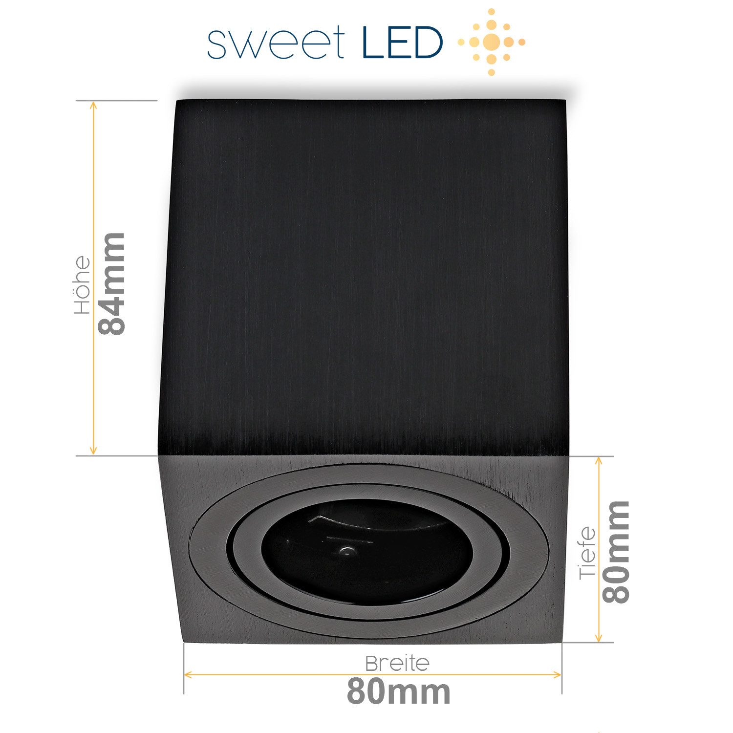 Sweet LED LED Deckenspots GU10 Aluminium Aufbauspot eckig 7W schwenkbar 230V, Leuchtmittel wechselbar, Warmweiß, Deckenaufbauleuchte, Aufbaustrahler, schwenkbar