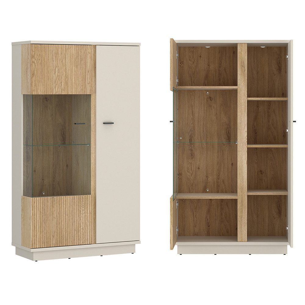 Lomadox Wohnzimmer-Set MOLINA-129, (Mega-Spar-Set, 4-St., Highboard Lowboard Vitrine Wandregal), Wohnzimmermöbel in Eiche & kaschmir mit Softclose & LED-Beleuchtung