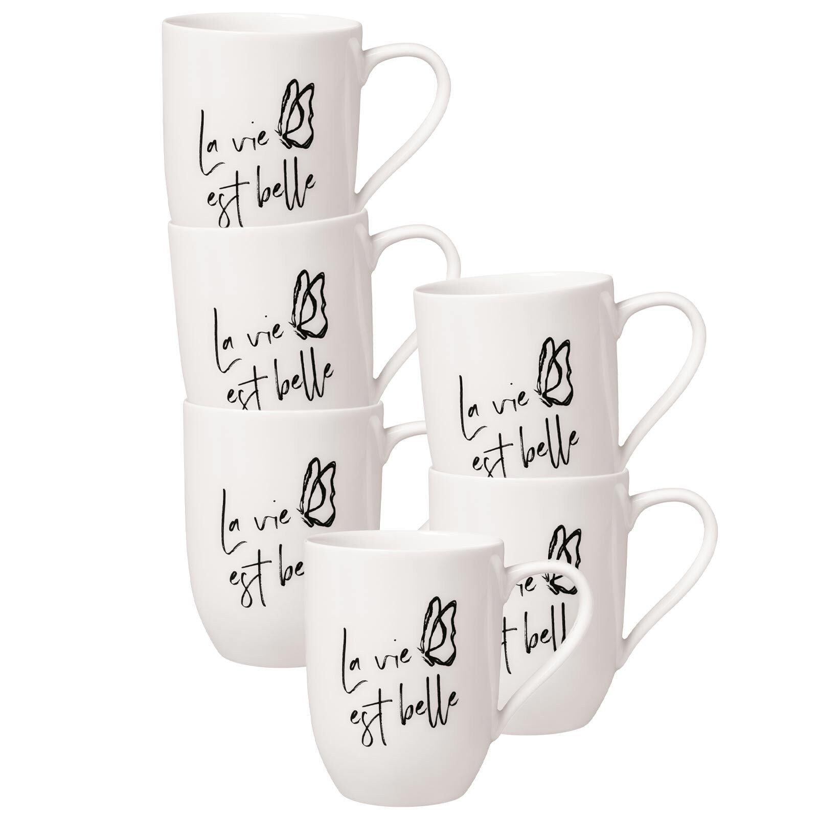 Villeroy & Boch Becher Statement Becher mit Henkel 'La vie est belle', Porzellan