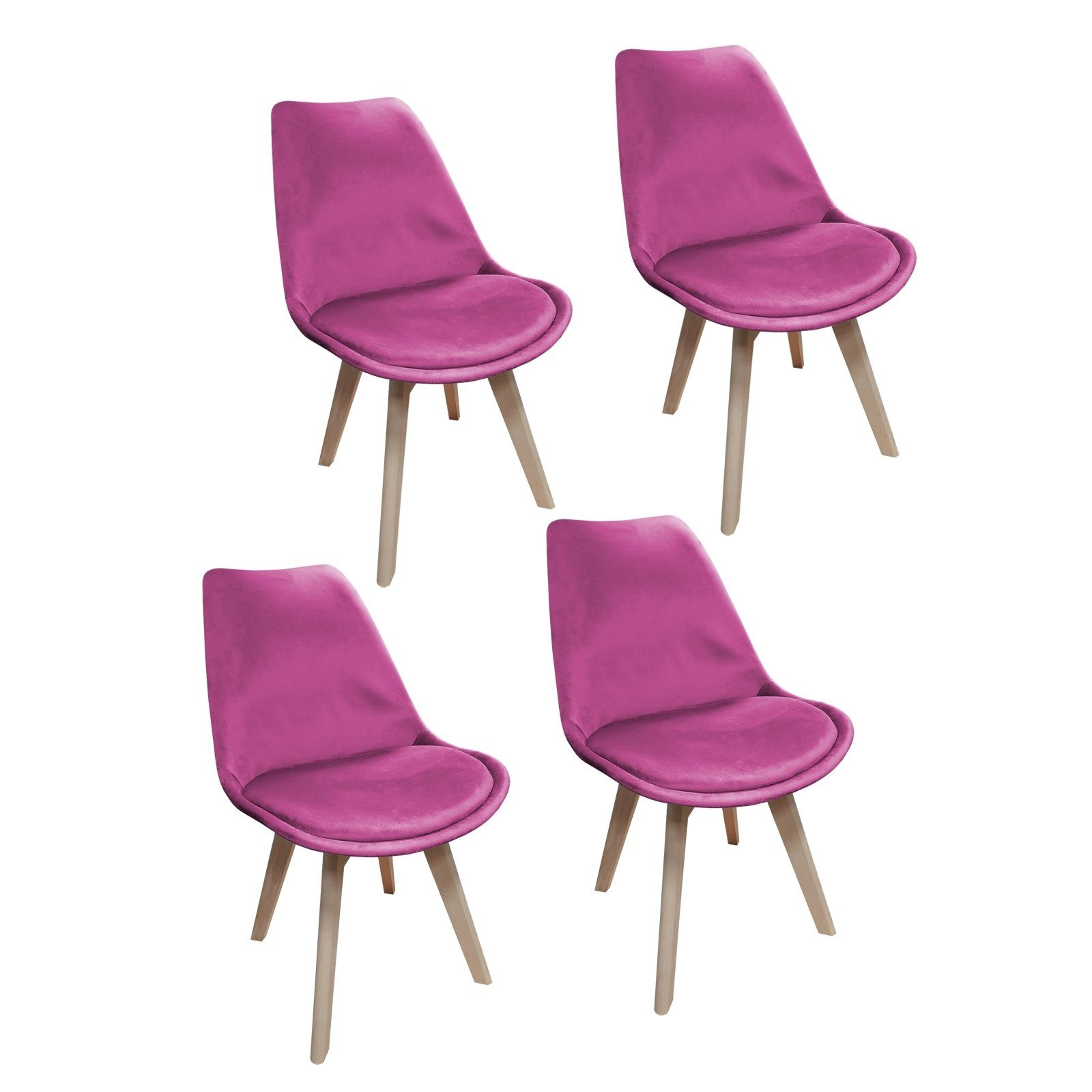 HTI-Living Esszimmerstuhl Stuhl Atlanta Velvet Uni 4er-Set (Set, 4 St), Esszimmerstuhl Samt Pink