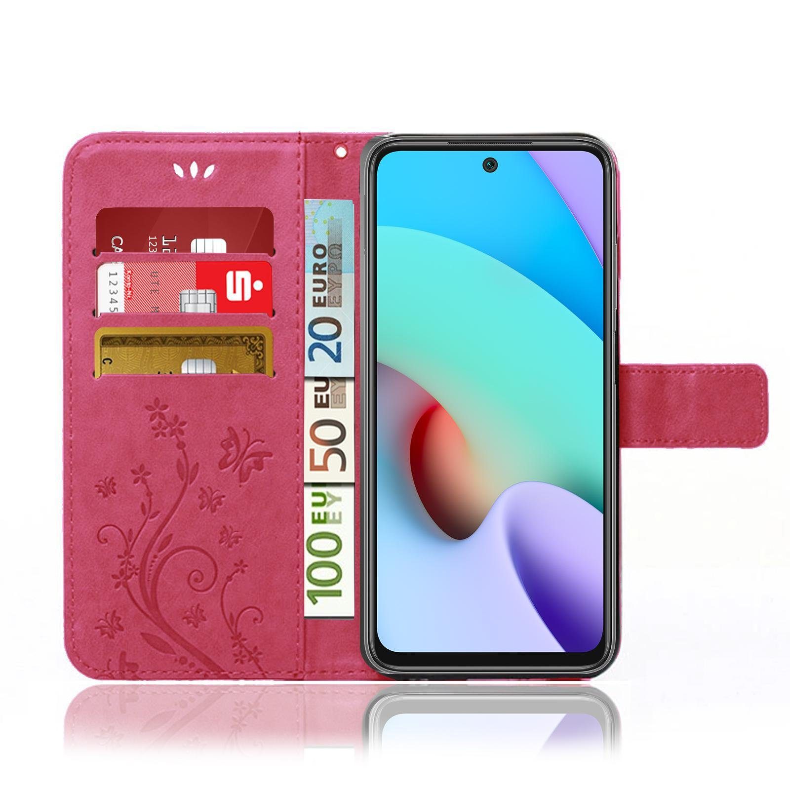 Numerva Handyhülle Bookstyle Flower Handytasche Schutzhülle für Xiaomi Redmi 10, Klapphülle Flip Cover Case Etui