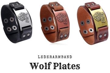 Eyecatcher Lederarmband Wickinger Wolf Silber Bronze Gold Armband verstellbar Mittelalter (kein Set)